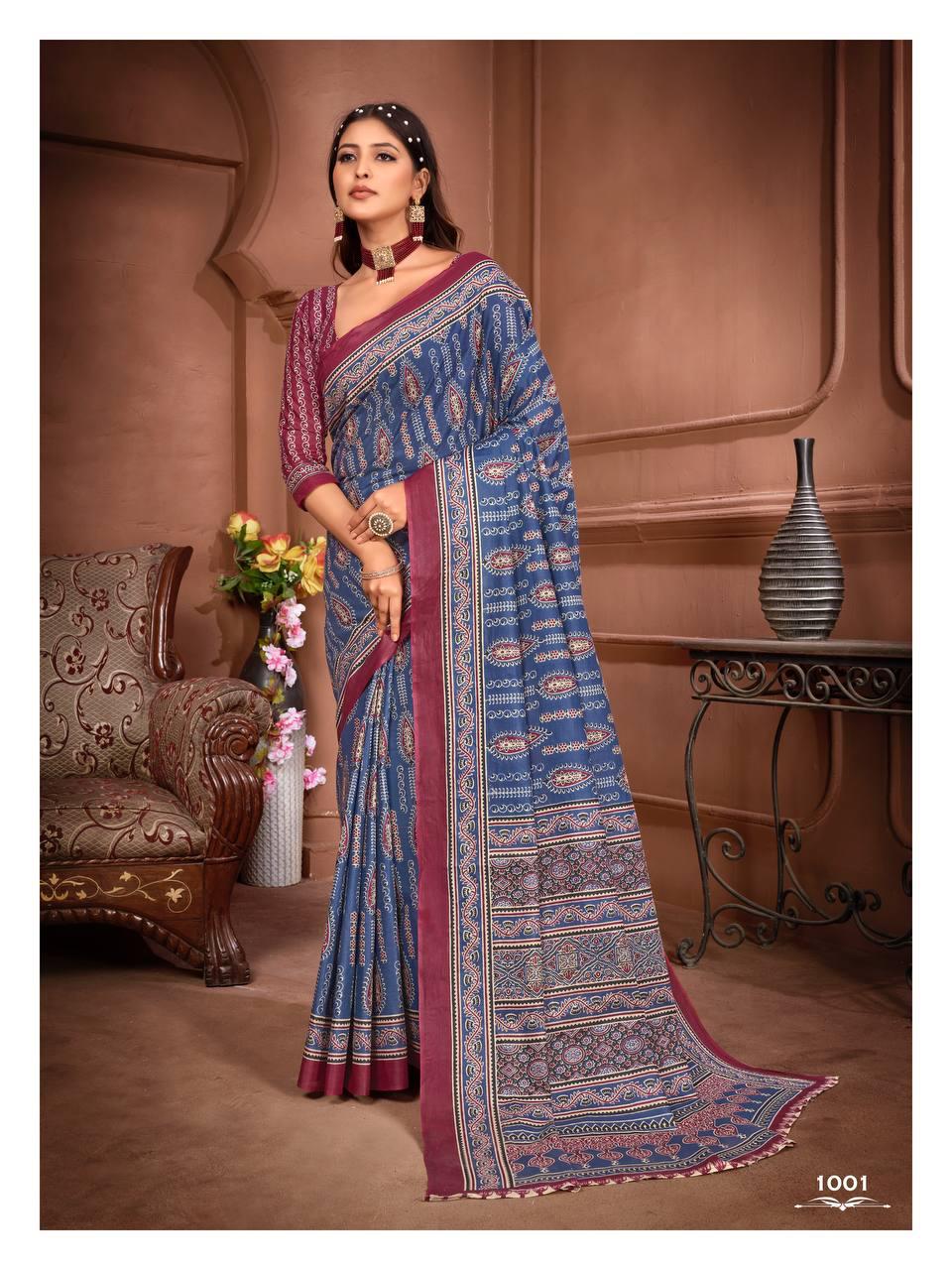 Kayatri New Lounch Ajrakh Block Print Sarees