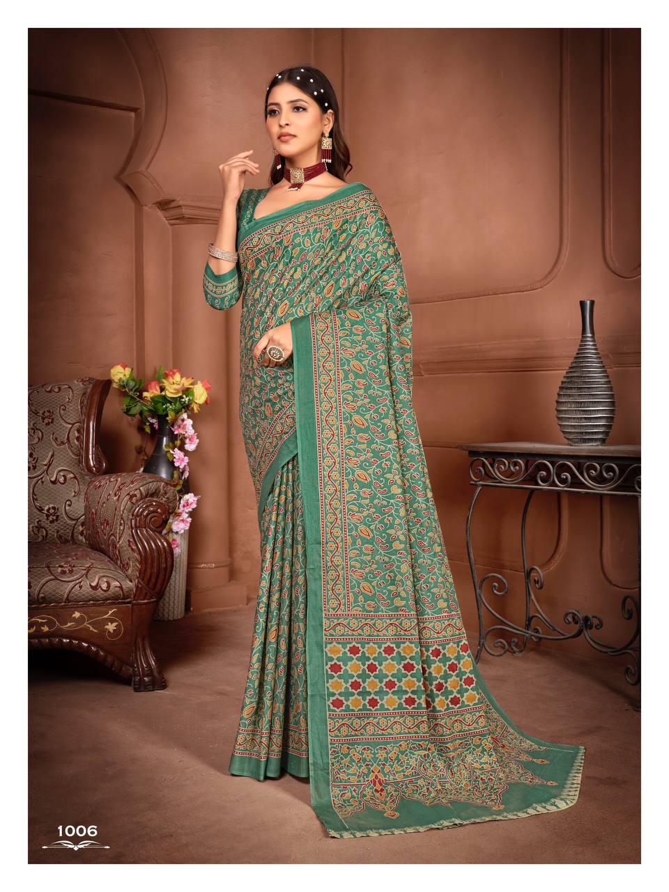 Kayatri New Lounch Ajrakh Block Print Sarees