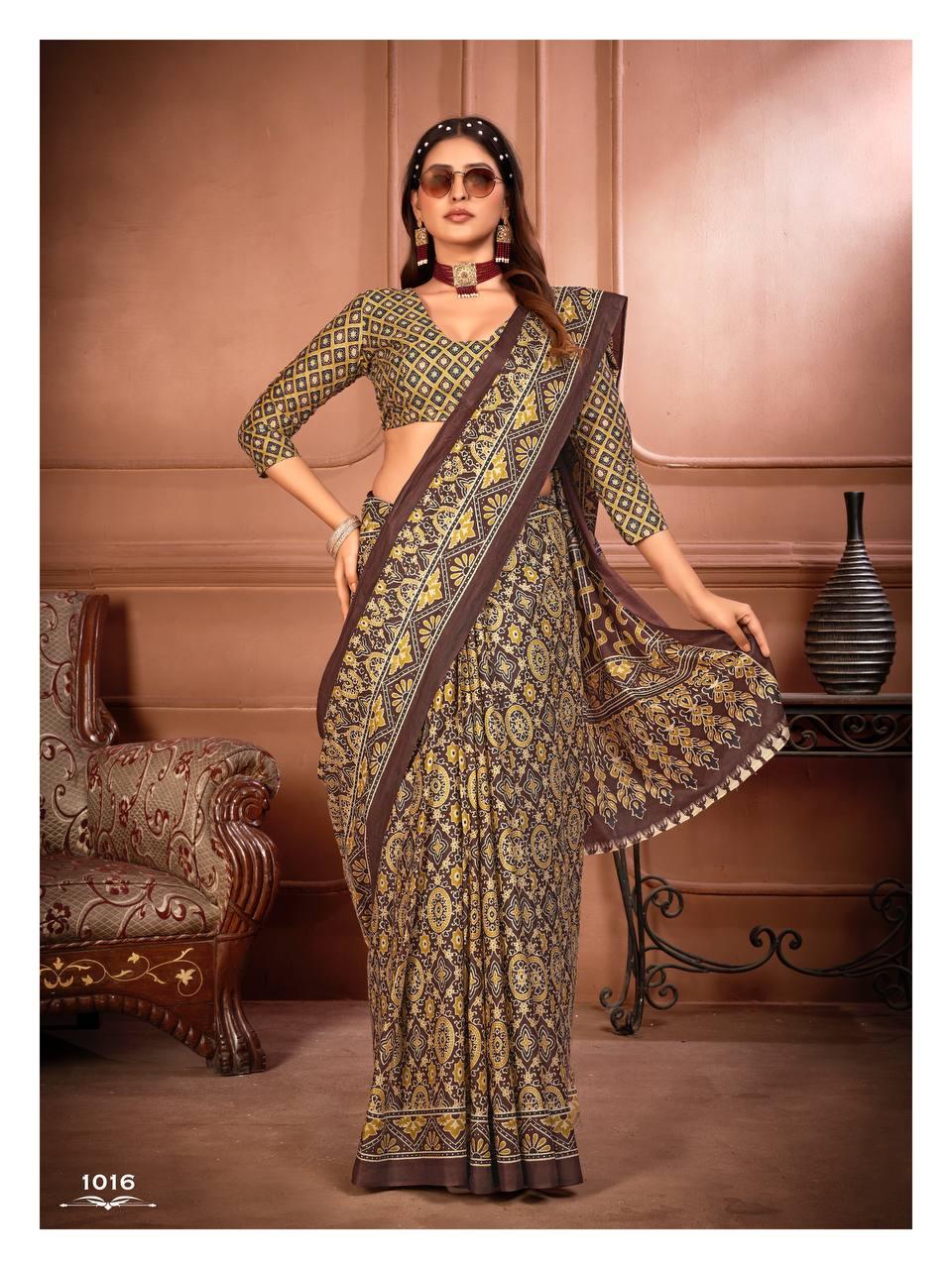 Kayatri New Lounch Ajrakh Block Print Sarees