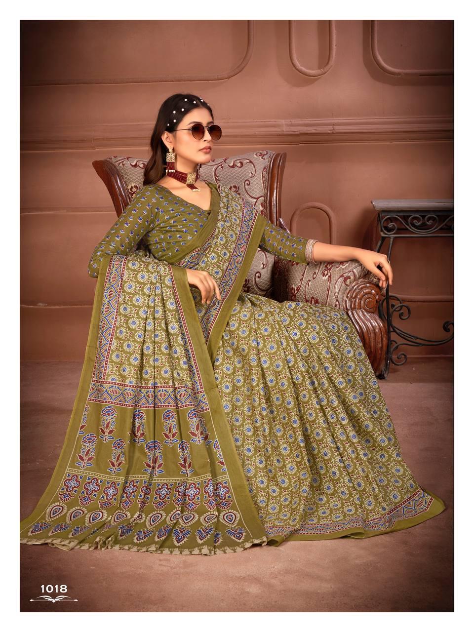 Kayatri New Lounch Ajrakh Block Print Sarees