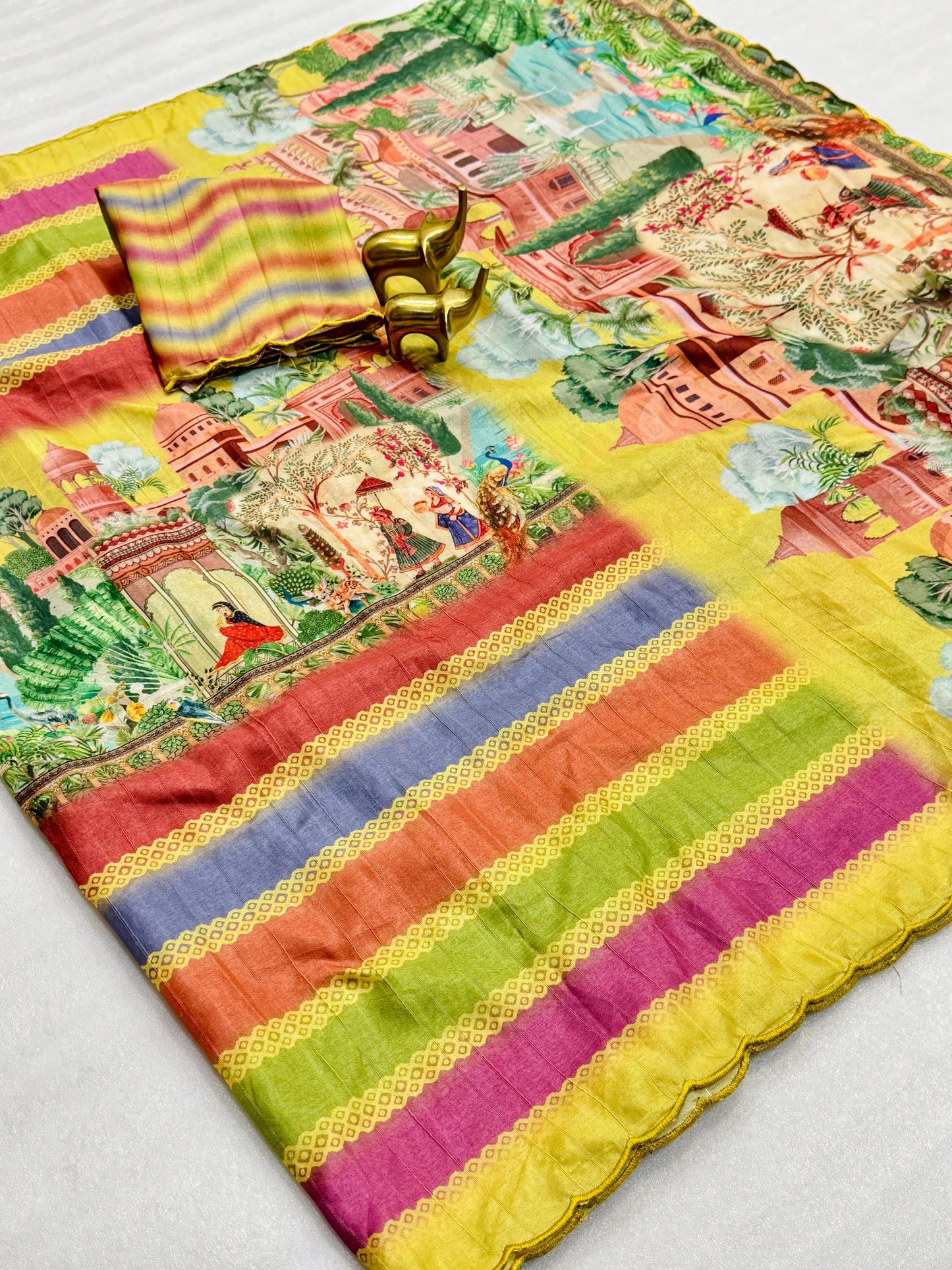 Kayatri New Handloom Tussar Silk Kalamkari Digital Print Saree
