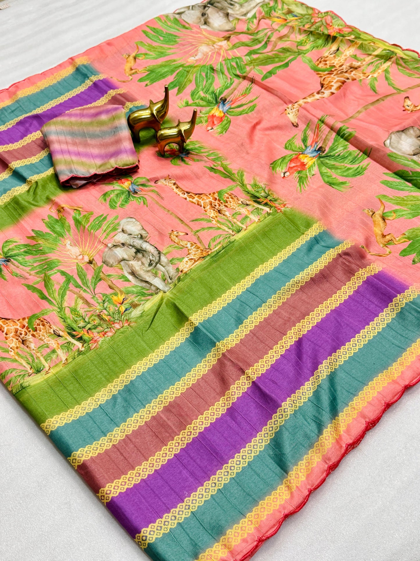 Kayatri New Handloom Tussar Silk Kalamkari Digital Print Saree