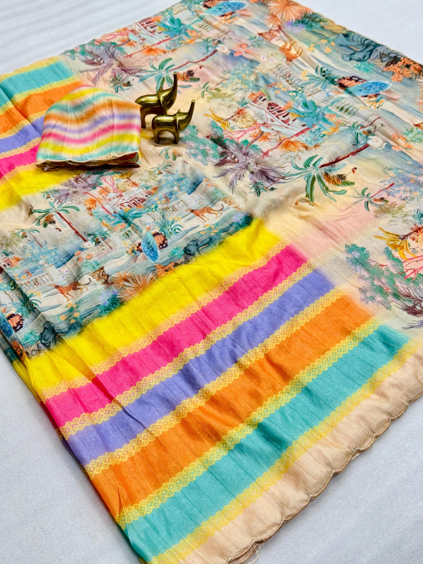 Kayatri New Handloom Tussar Silk Kalamkari Digital Print Saree