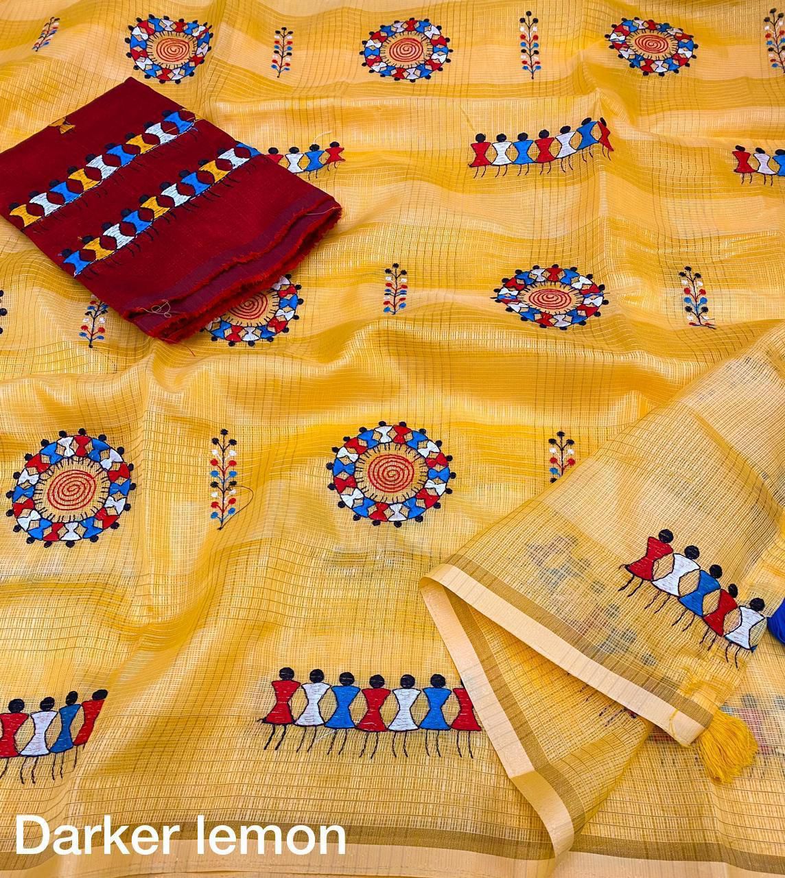 Kayatri New Malbery Silk With Embroidary Work Saree