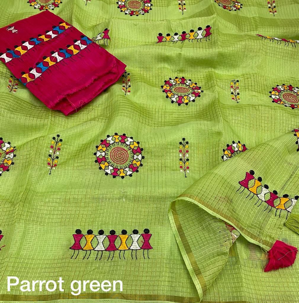 Kayatri New Malbery Silk With Embroidary Work Saree