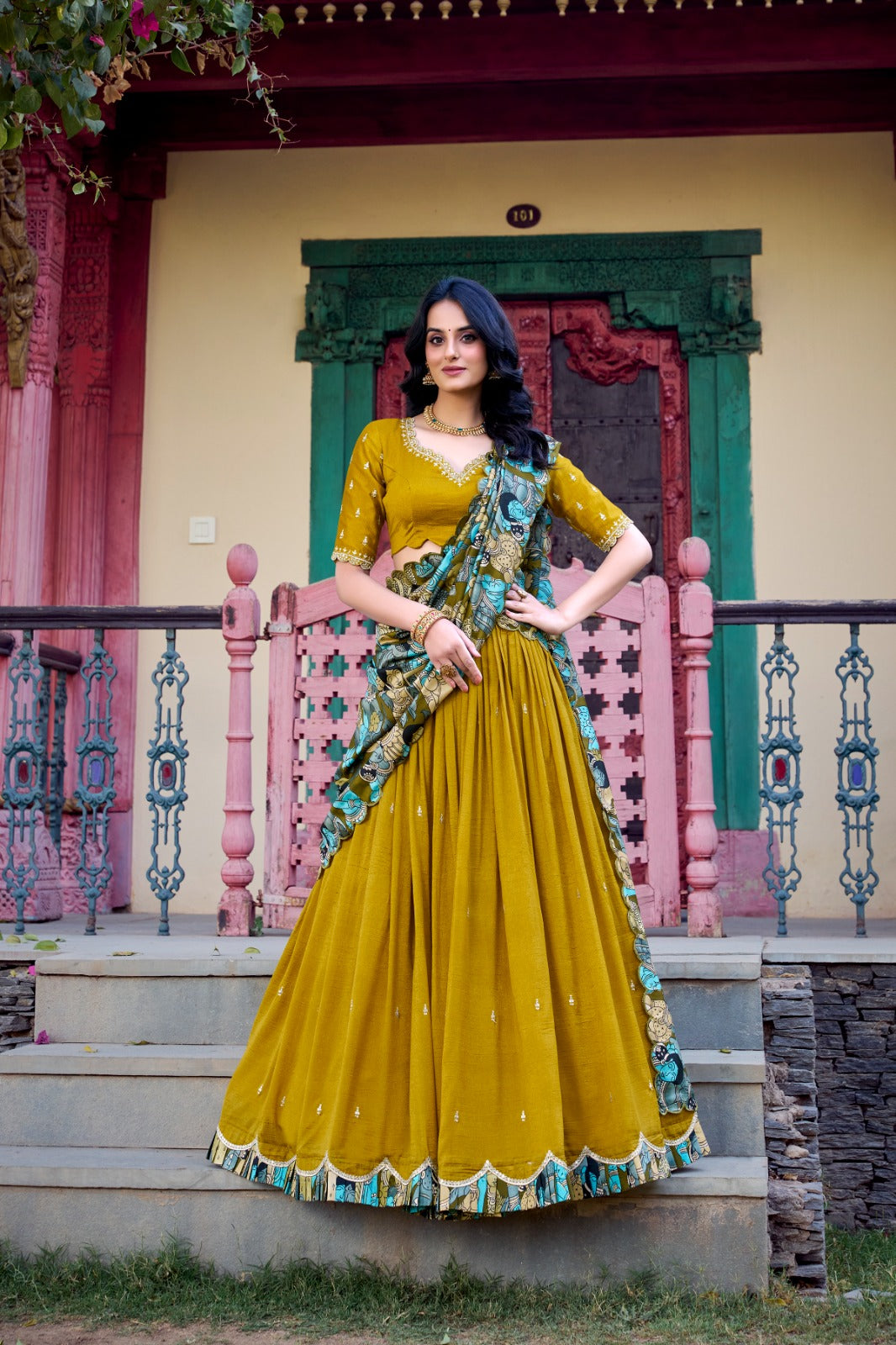 Kayatri New Designer Kalamkari Printed Lehenga