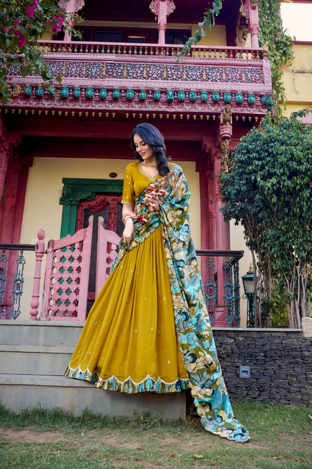 Kayatri New Designer Kalamkari Printed Lehenga