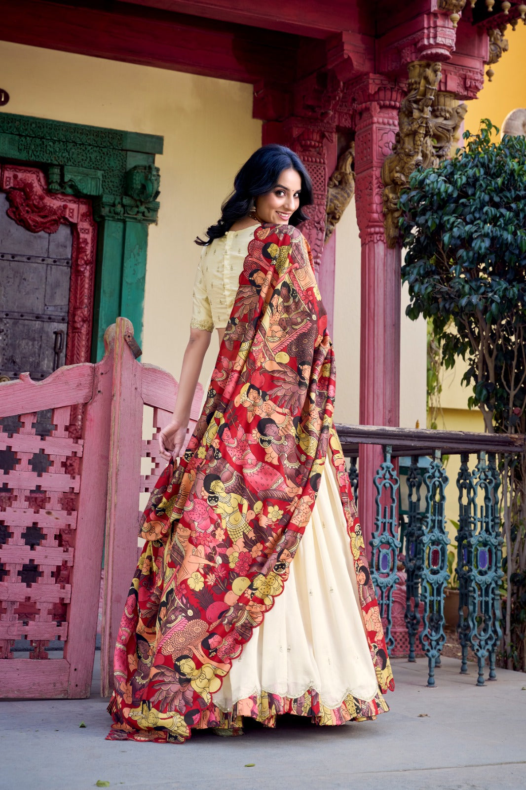 Kayatri New Designer Kalamkari Printed Lehenga