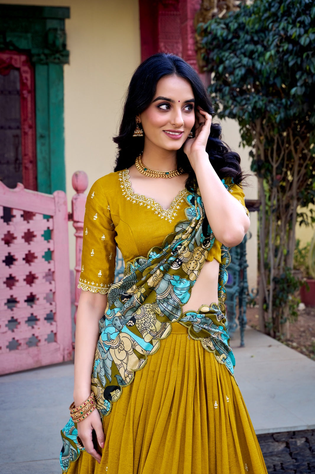 Kayatri New Designer Kalamkari Printed Lehenga