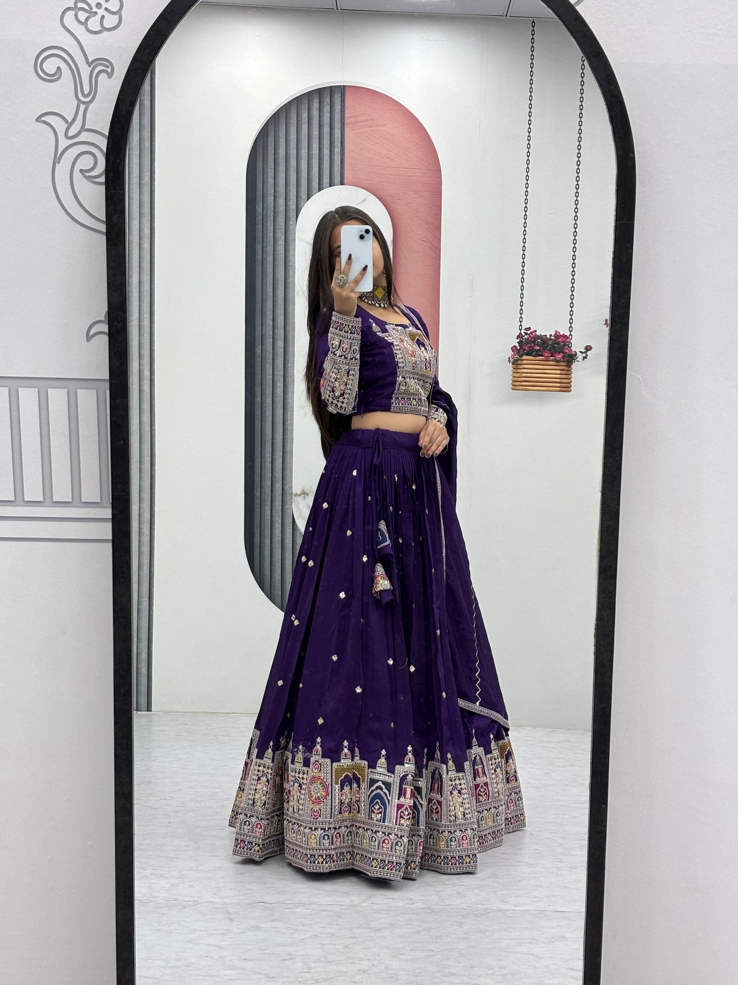 Kayatri New Designer Pure Vichitra Fabric Lehenga