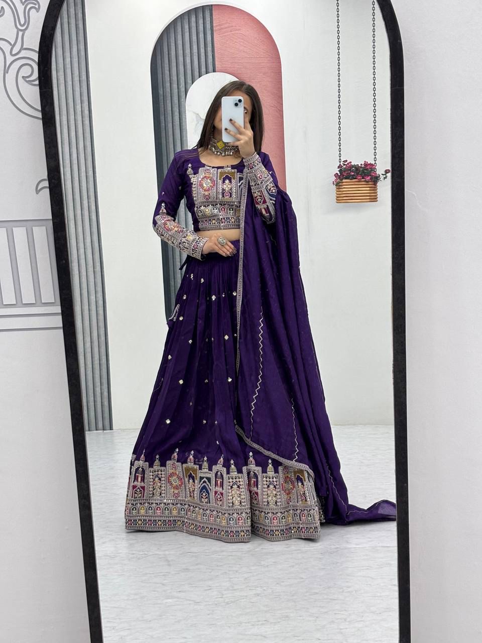 Kayatri New Designer Pure Vichitra Fabric Lehenga