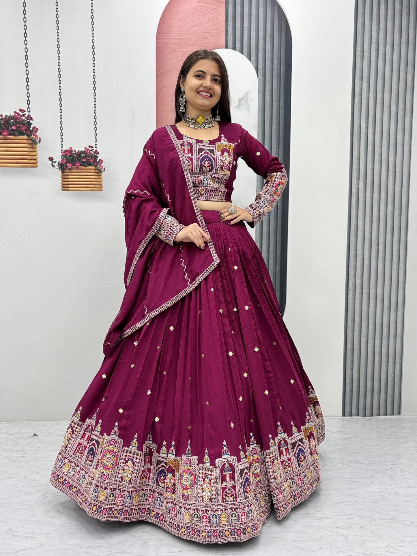 Kayatri New Designer Pure Vichitra Fabric Lehenga