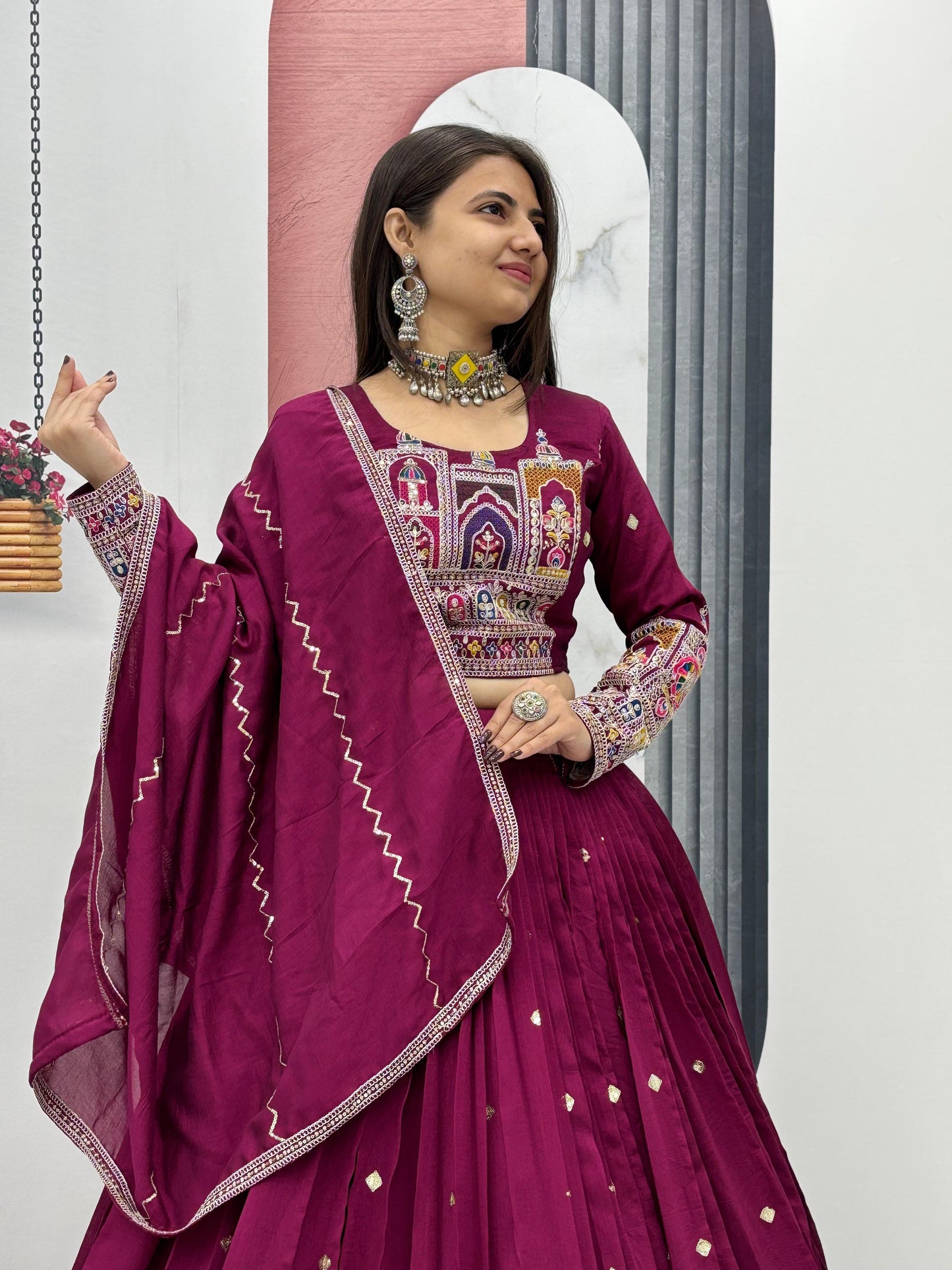 Kayatri New Designer Pure Vichitra Fabric Lehenga