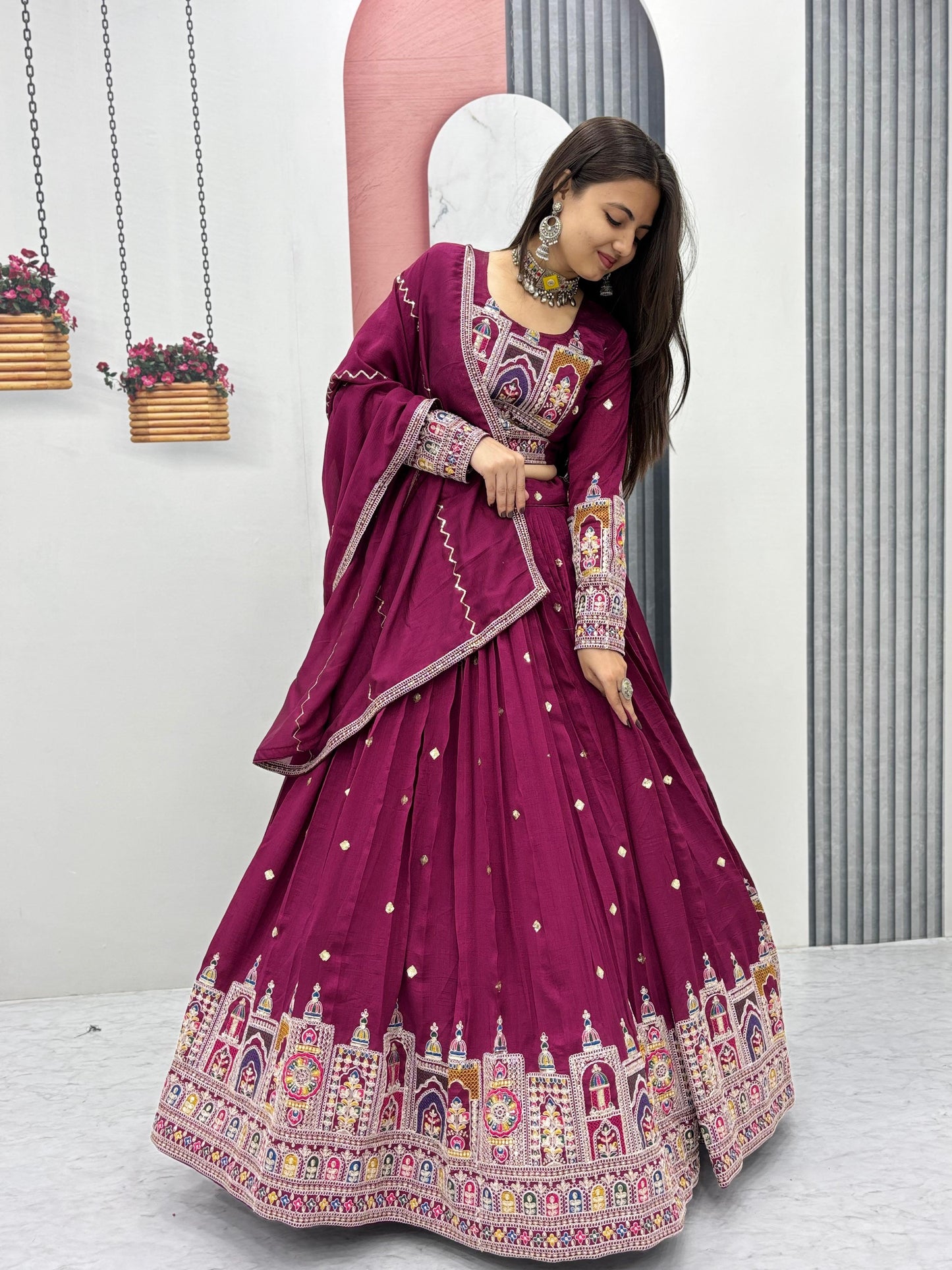 Kayatri New Designer Pure Vichitra Fabric Lehenga