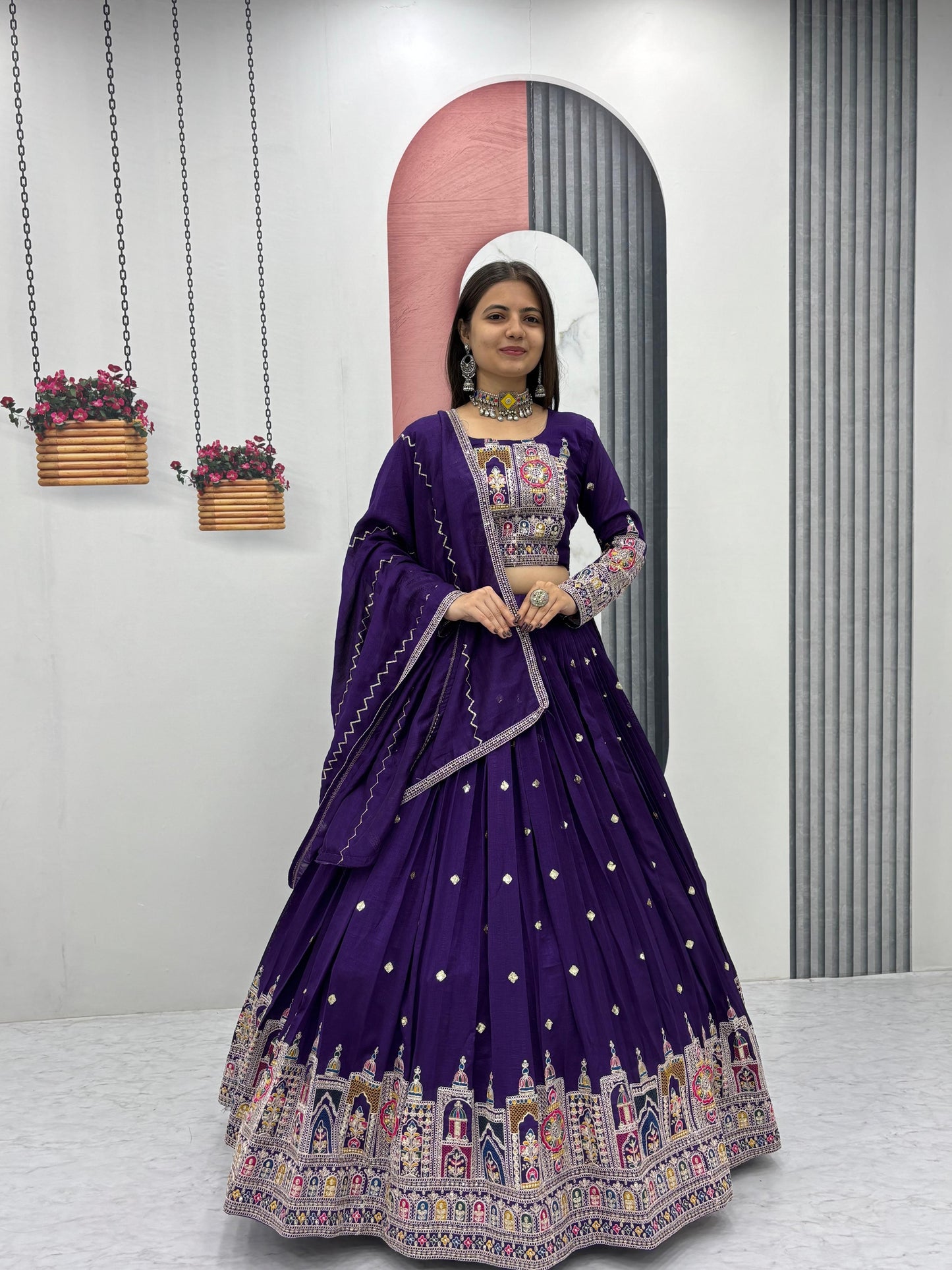 Kayatri New Designer Pure Vichitra Fabric Lehenga