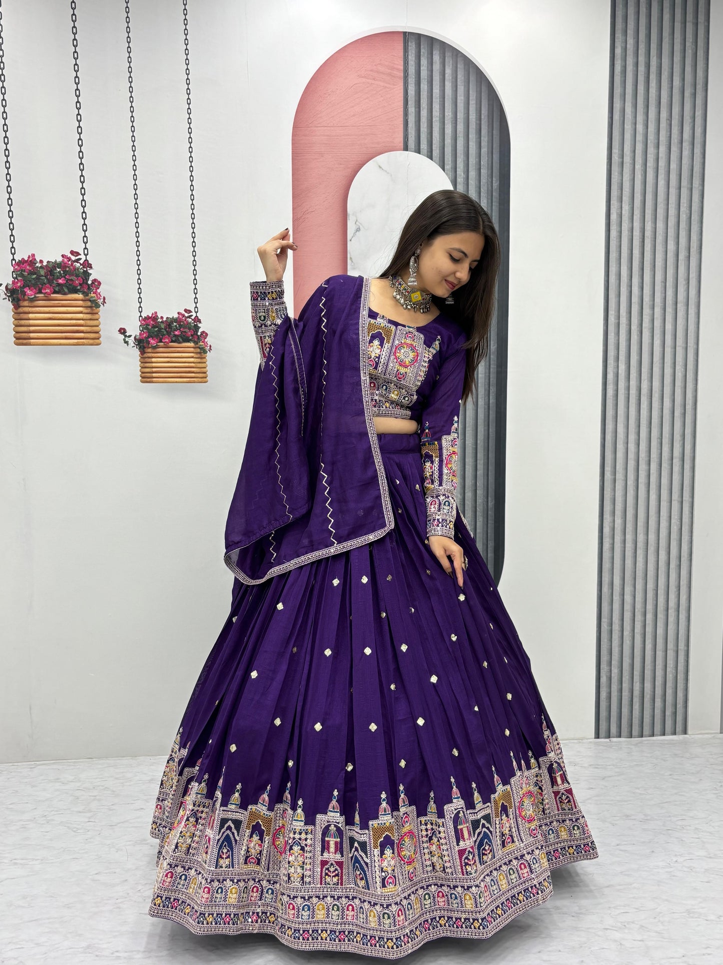 Kayatri New Designer Pure Vichitra Fabric Lehenga