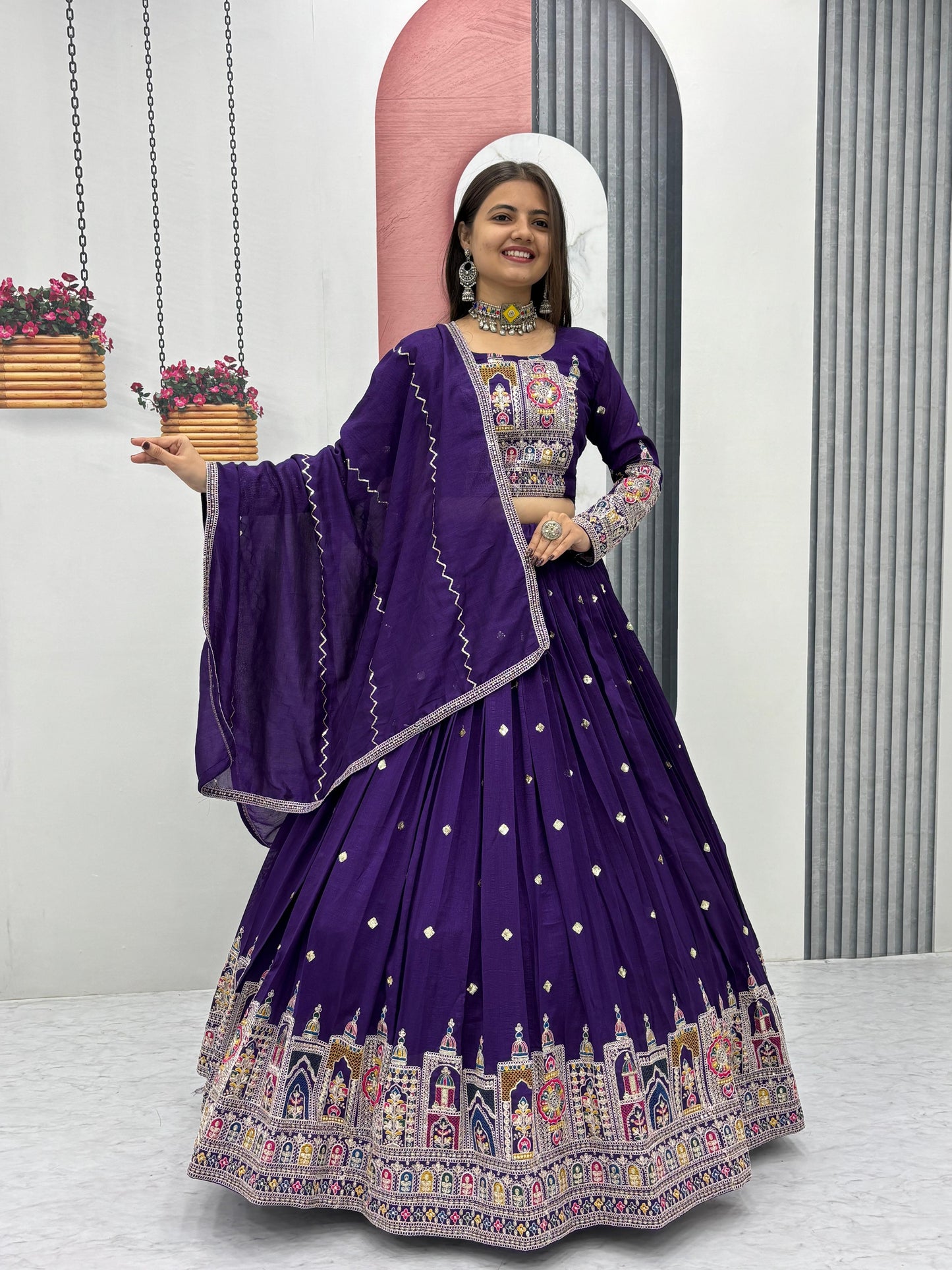 Kayatri New Designer Pure Vichitra Fabric Lehenga
