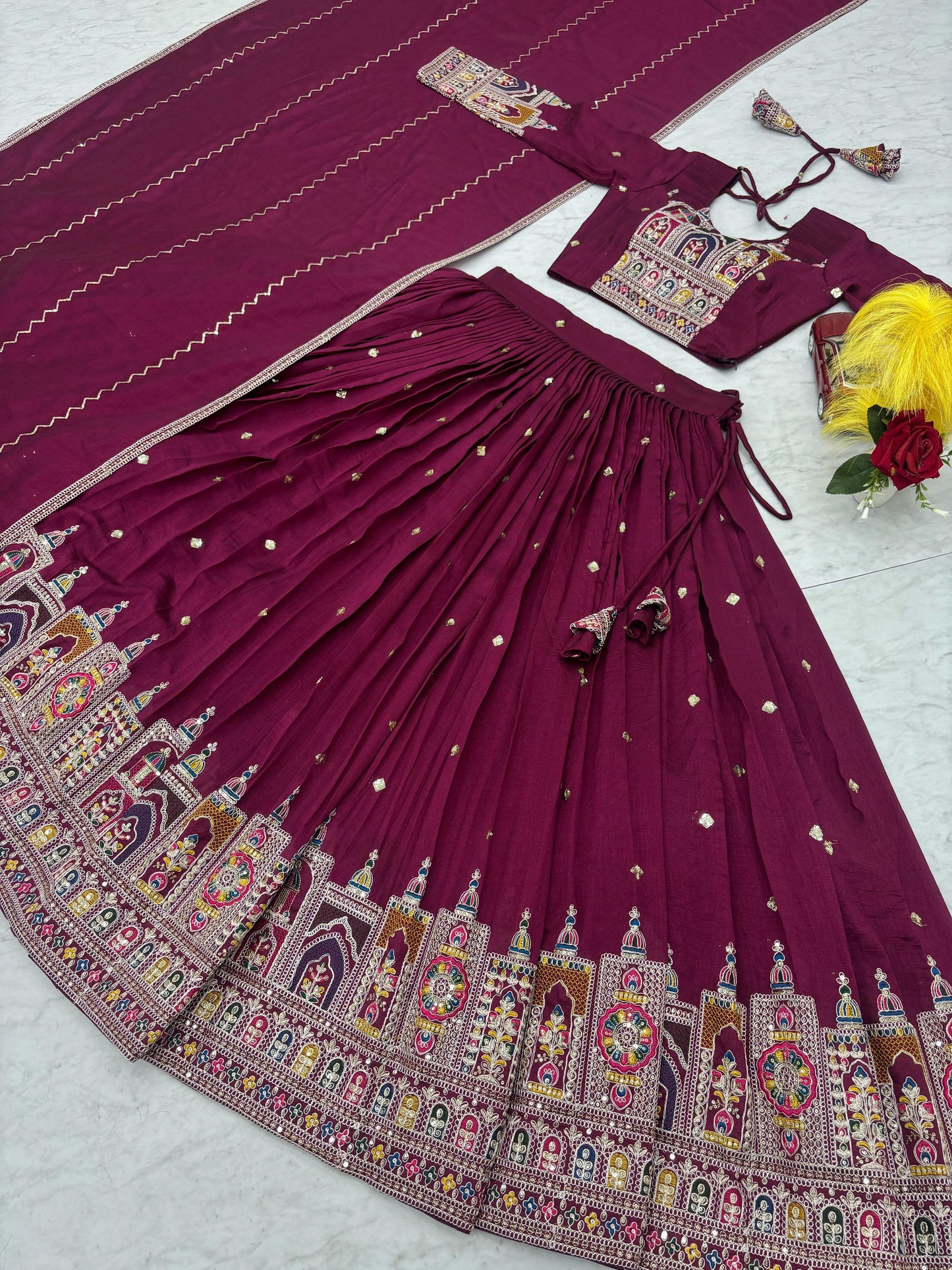 Kayatri New Designer Pure Vichitra Fabric Lehenga
