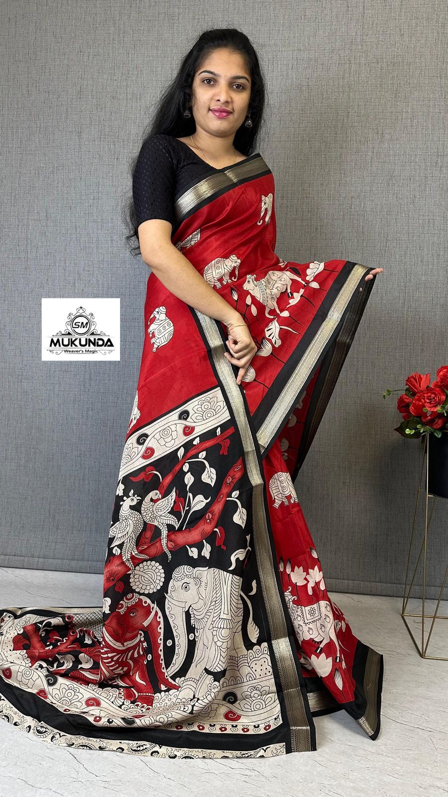 Kayatri New Soft Crape Silk Classy Kalamkari Style Saree