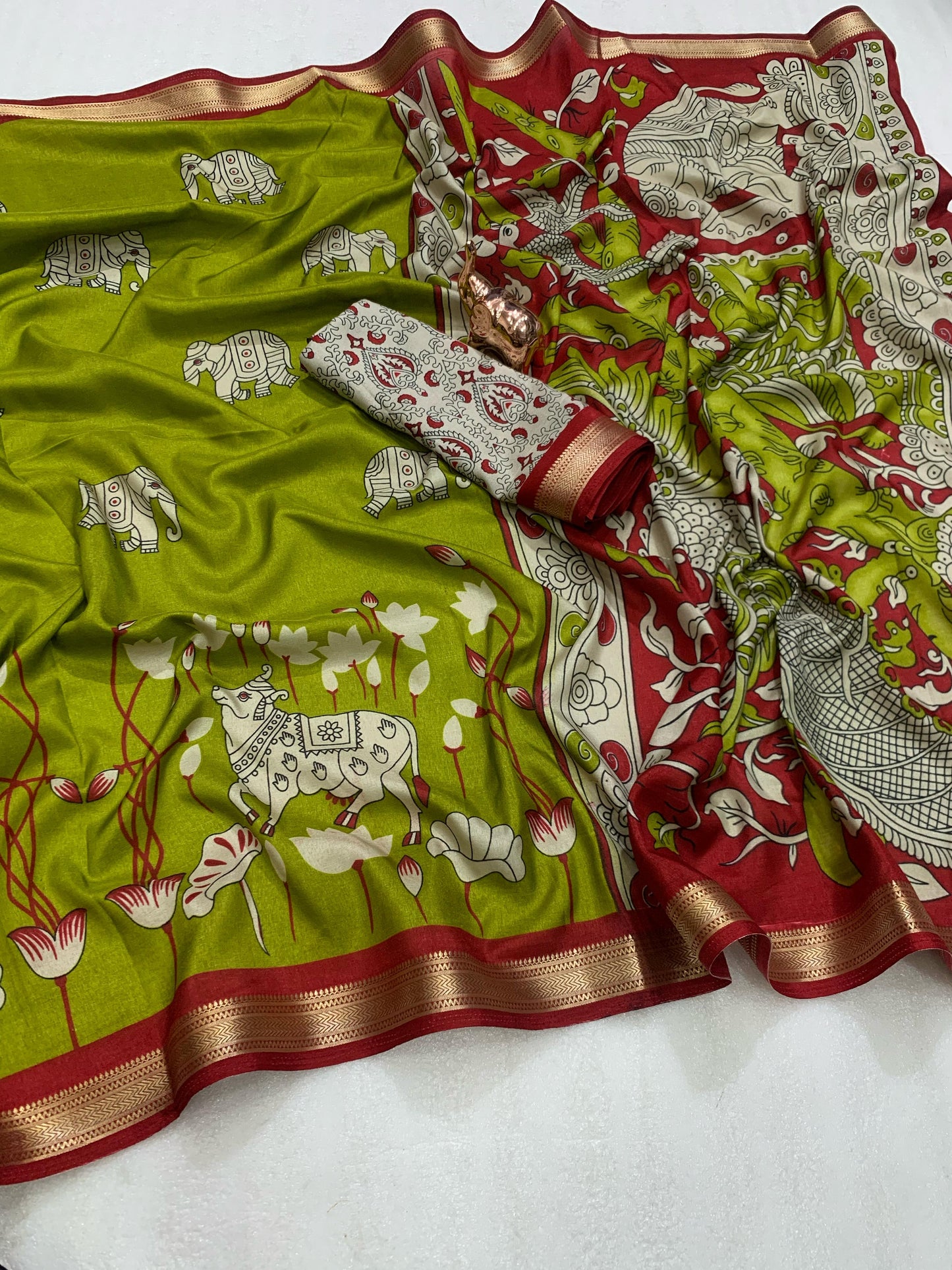 Kayatri New Soft Crape Silk Classy Kalamkari Style Saree