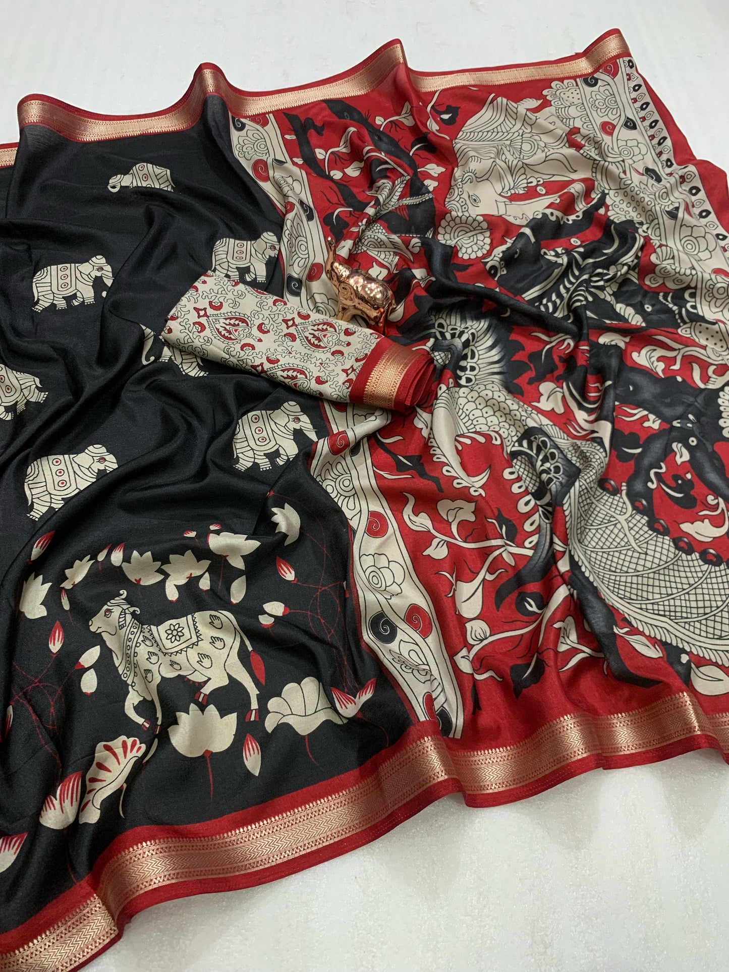 Kayatri New Soft Crape Silk Classy Kalamkari Style Saree