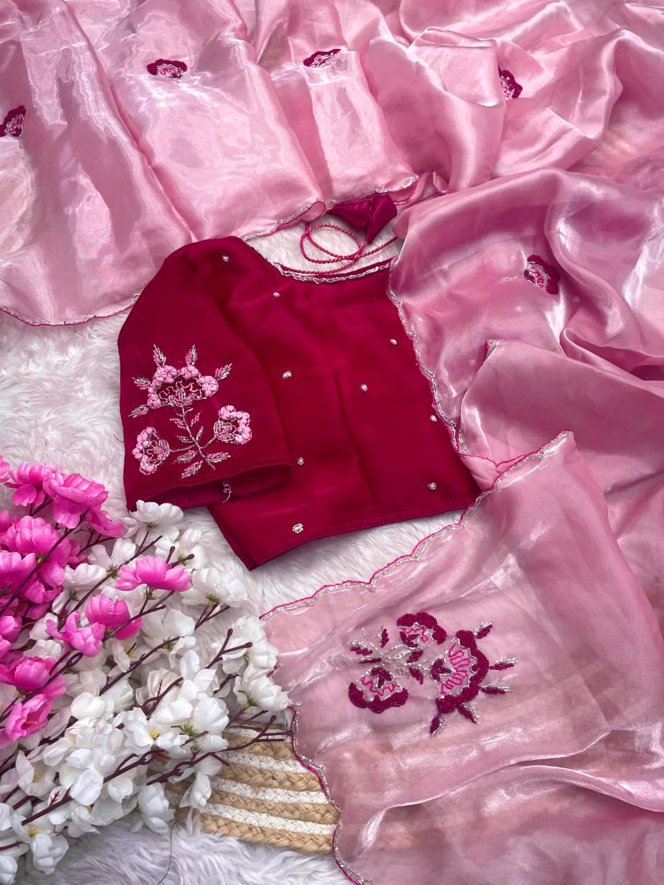 Kayatri New Jimmy Choo Sattin Khatli Cutdana Handwork Saree