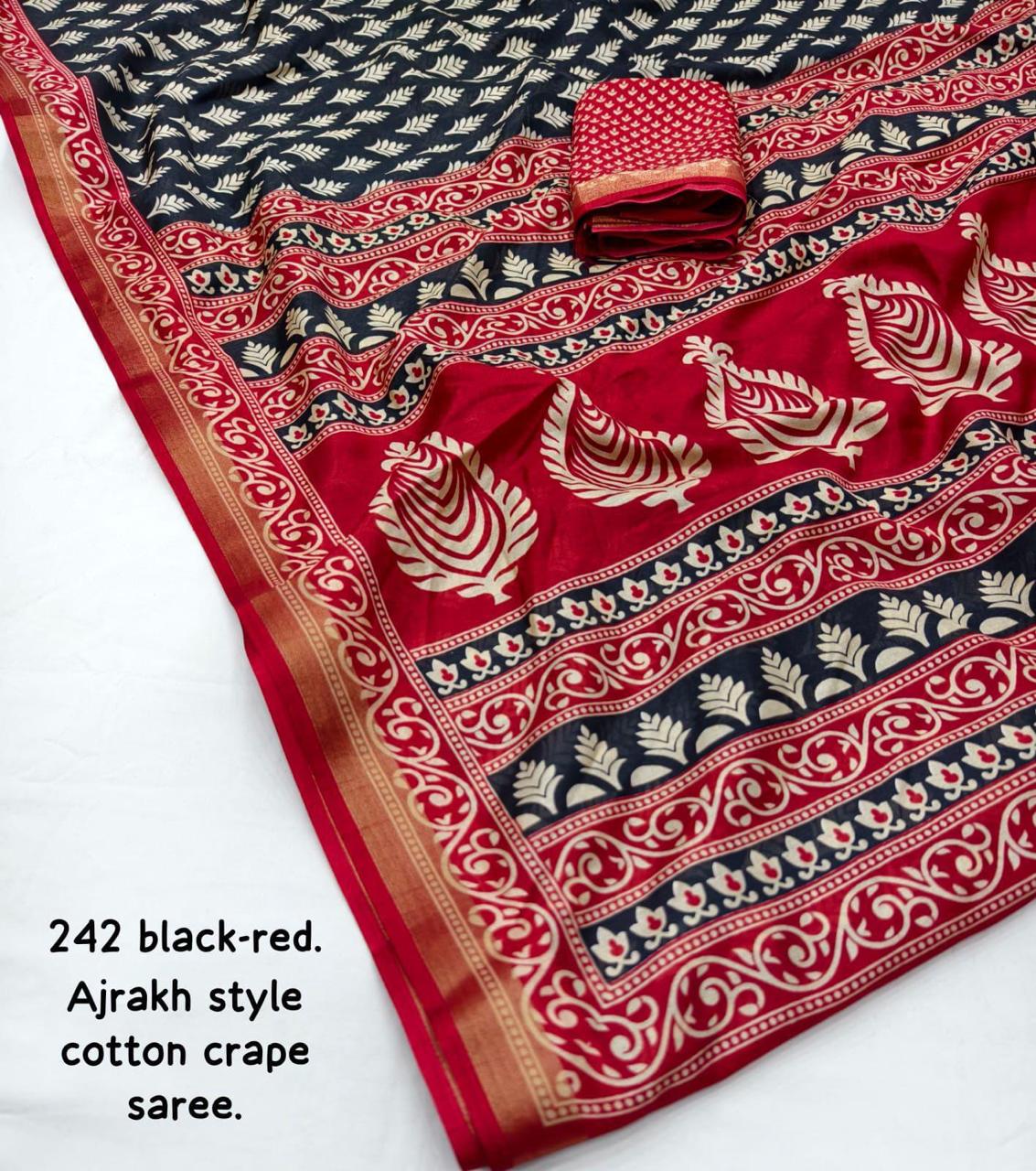 Kayatri New Trendy Ajrakh Style Printed Saree