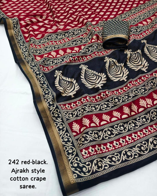 Kayatri New Trendy Ajrakh Style Printed Saree
