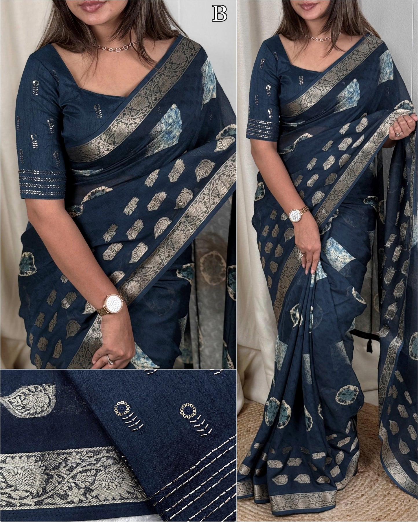 Kayatri New Designer Georgette Linen Batik Print Saree
