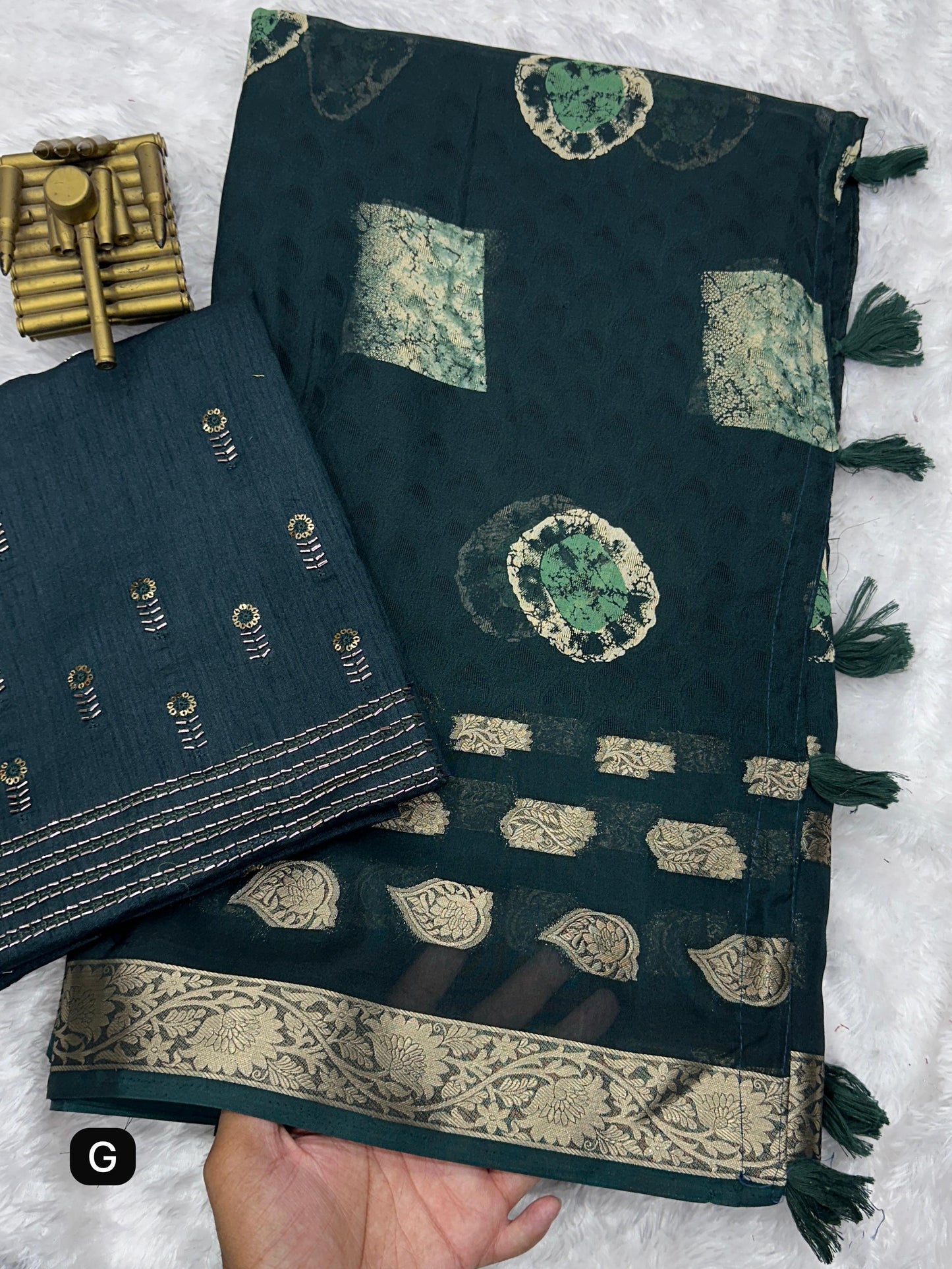 Kayatri New Designer Georgette Linen Batik Print Saree