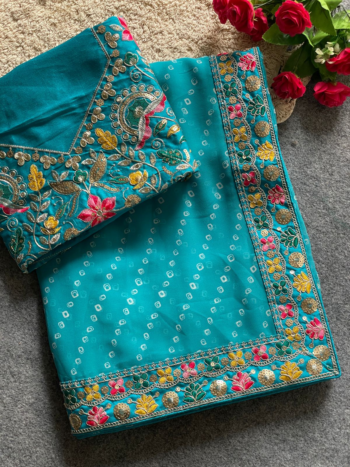 Kayatri New Soft Georgette Bandhani Style Saree
