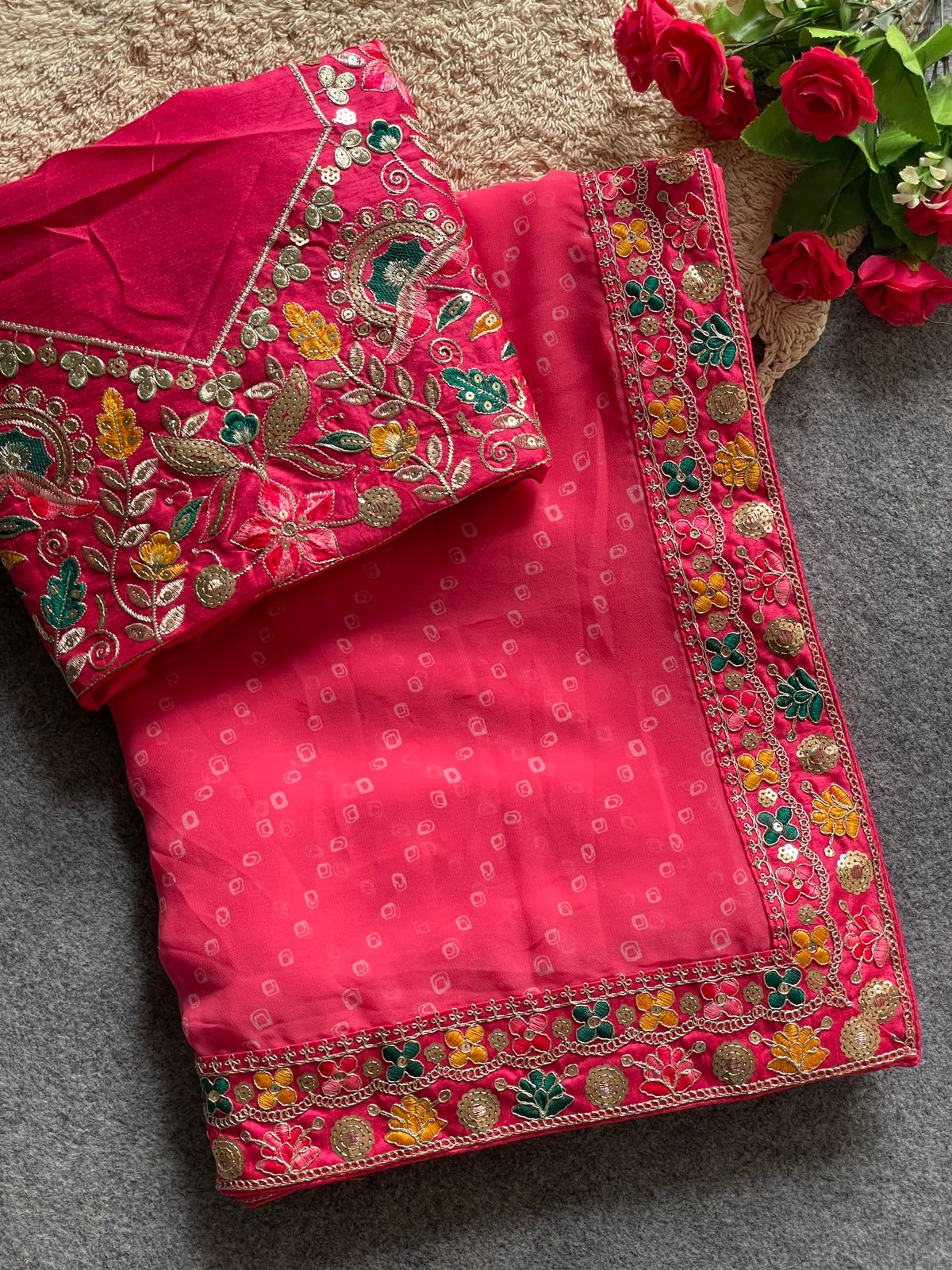 Kayatri New Soft Georgette Bandhani Style Saree