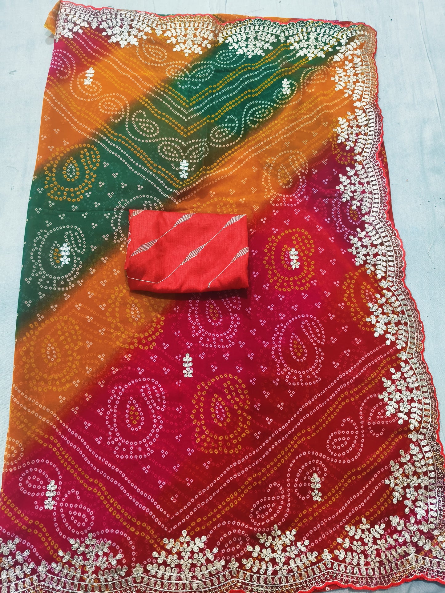 Kayatri New Designer Georgette Pachrangi Bandhej Saree