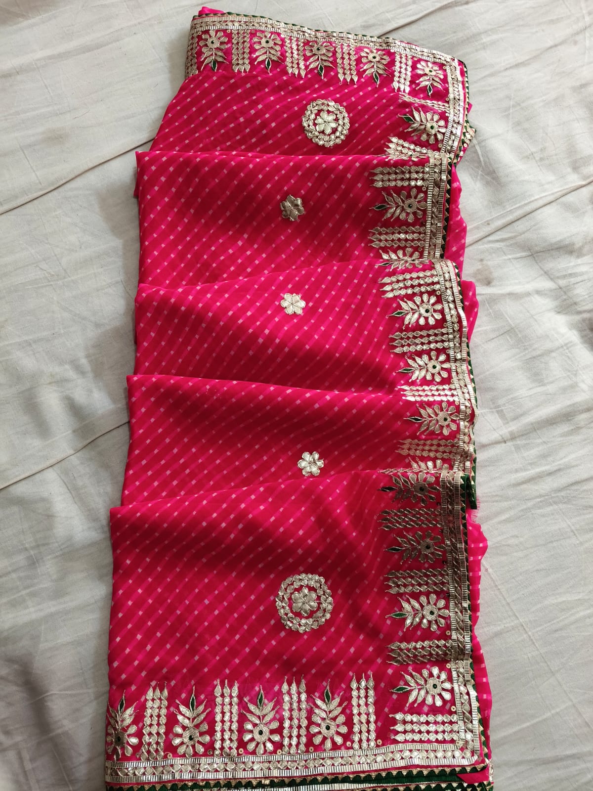 Kayatri Beautiful Traditional Rajasthani Cyc Leheriya modhra print saree