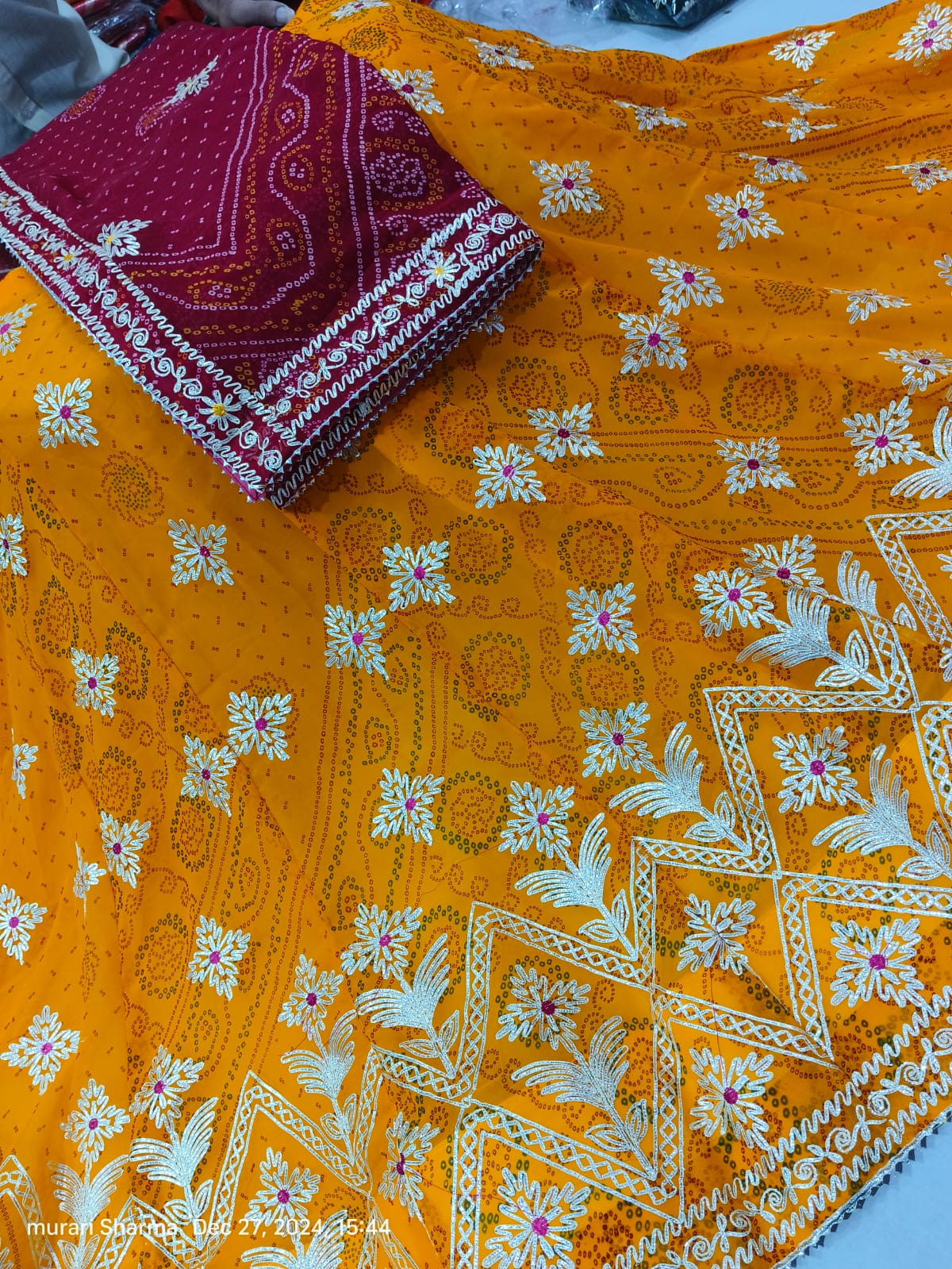 Kayatri New Designer Pure Georgette Charki Gotapatti Hand Work Lehenga