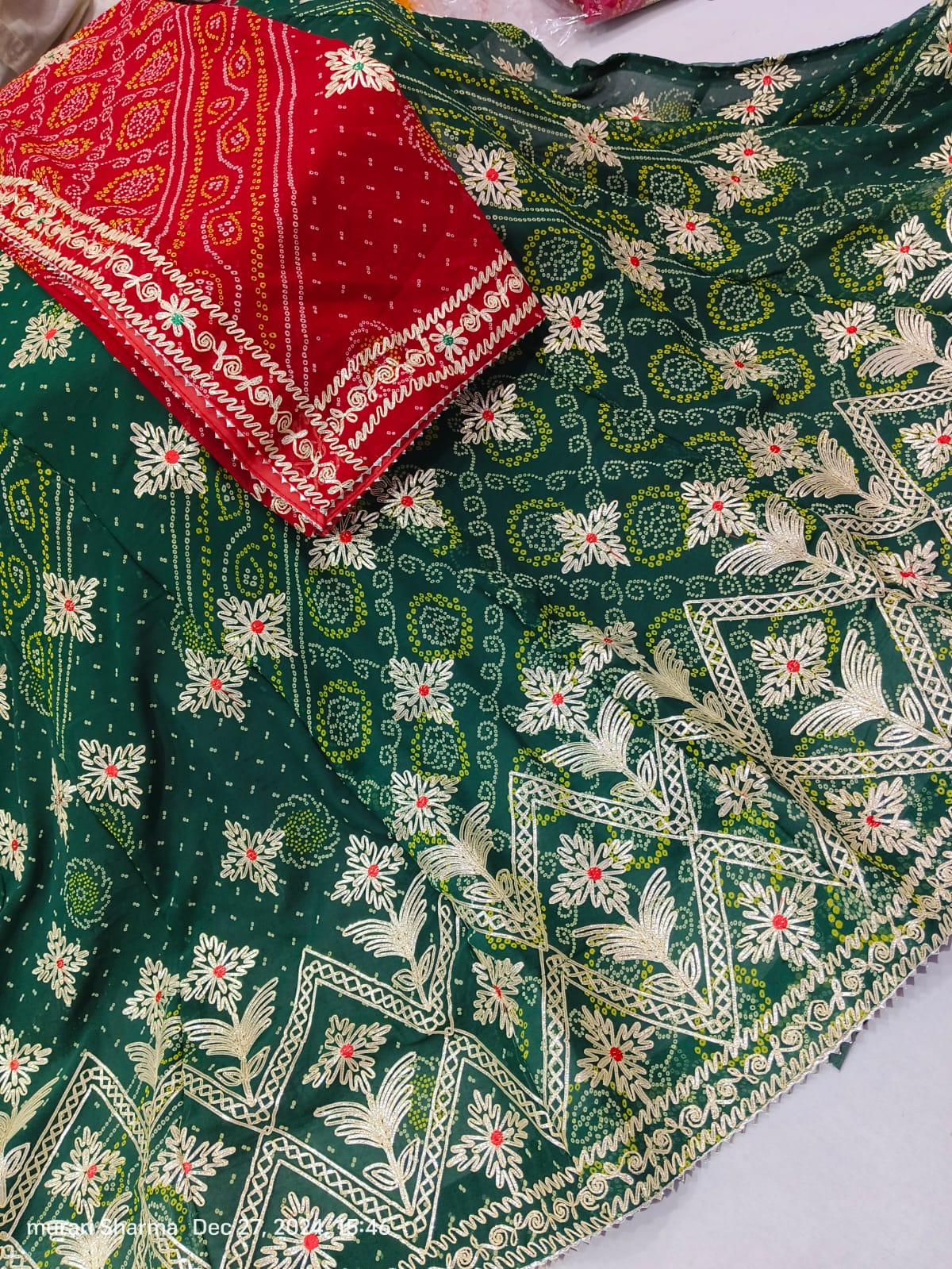 Kayatri New Designer Pure Georgette Charki Gotapatti Hand Work Lehenga