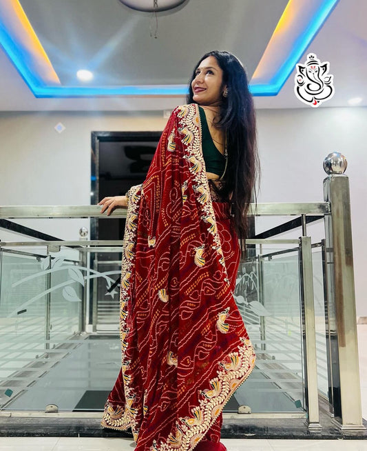 Kayatri New Designer Traditional Wear Bandhej Saree