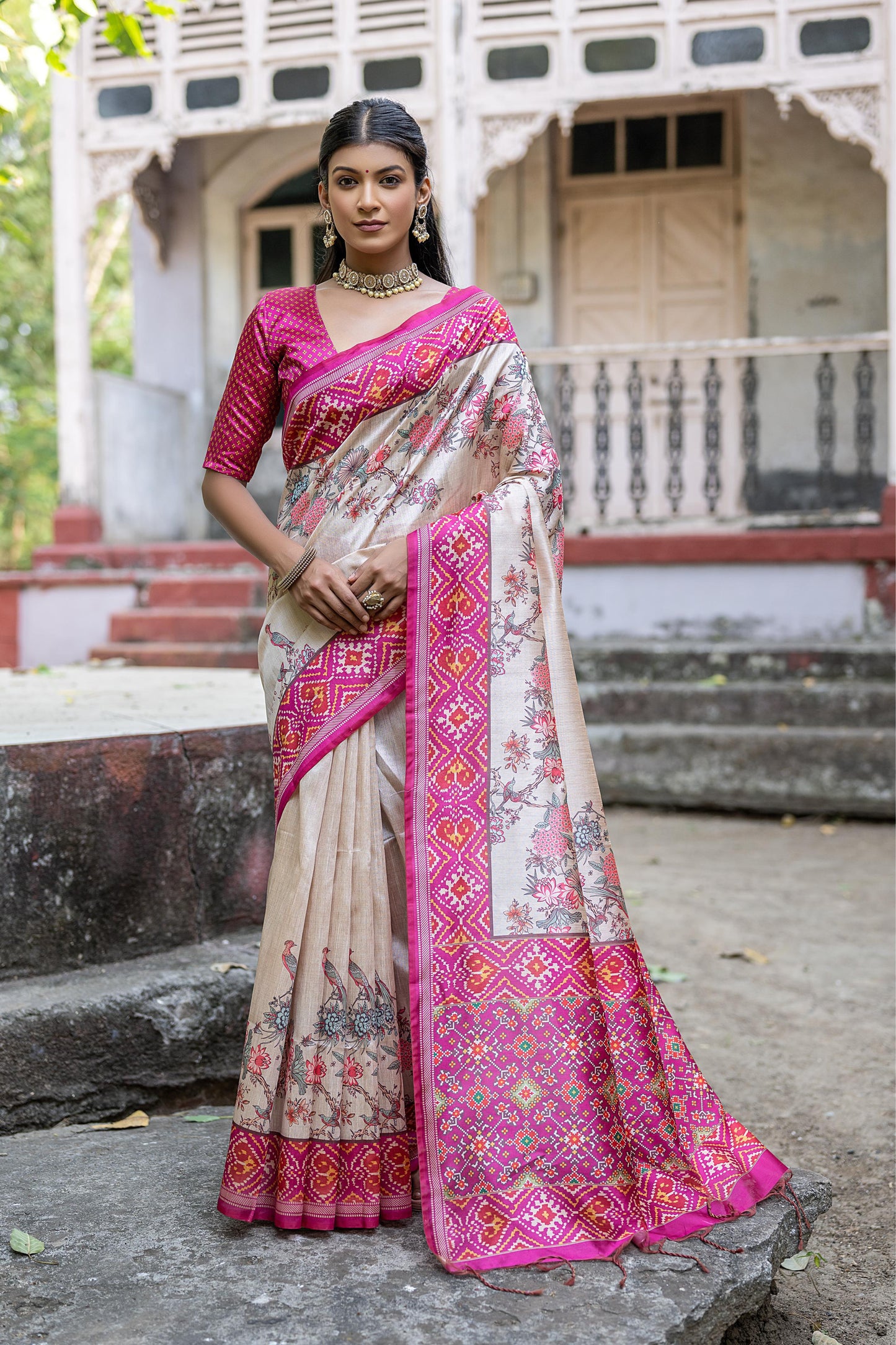 Kayatri New Soft Tussar Silk Patola Print Saree