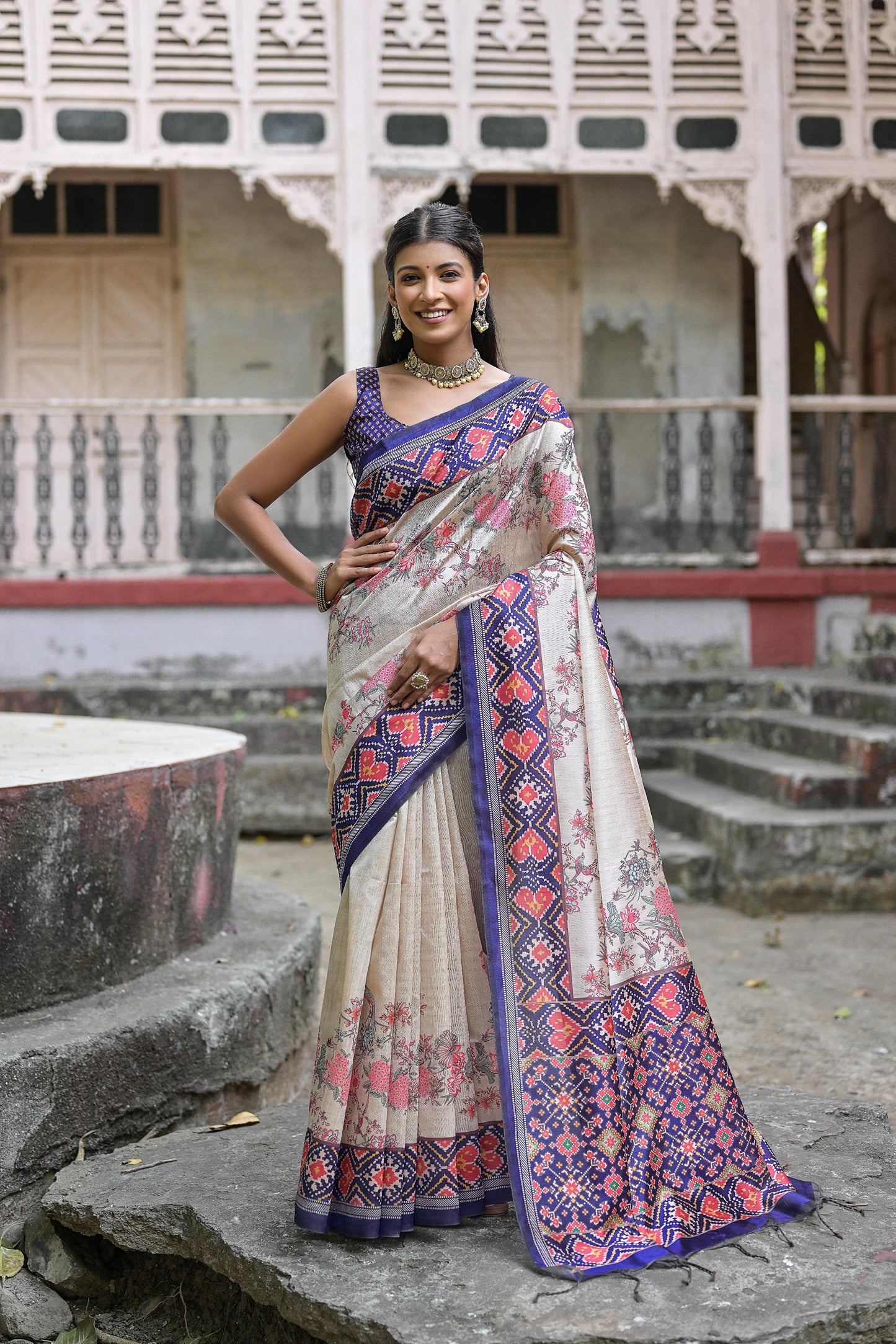 Kayatri New Soft Tussar Silk Patola Print Saree