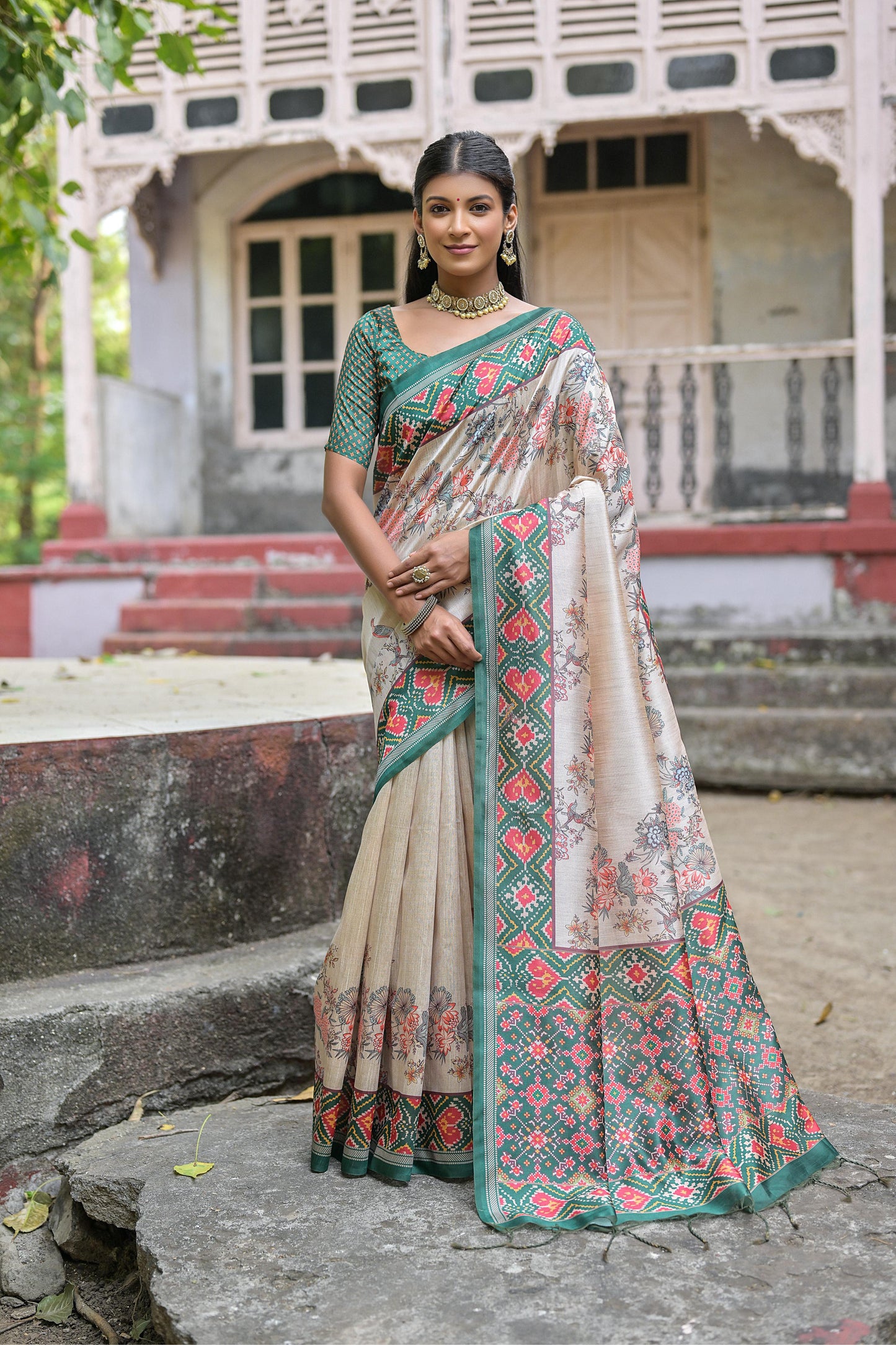 Kayatri New Soft Tussar Silk Patola Print Saree