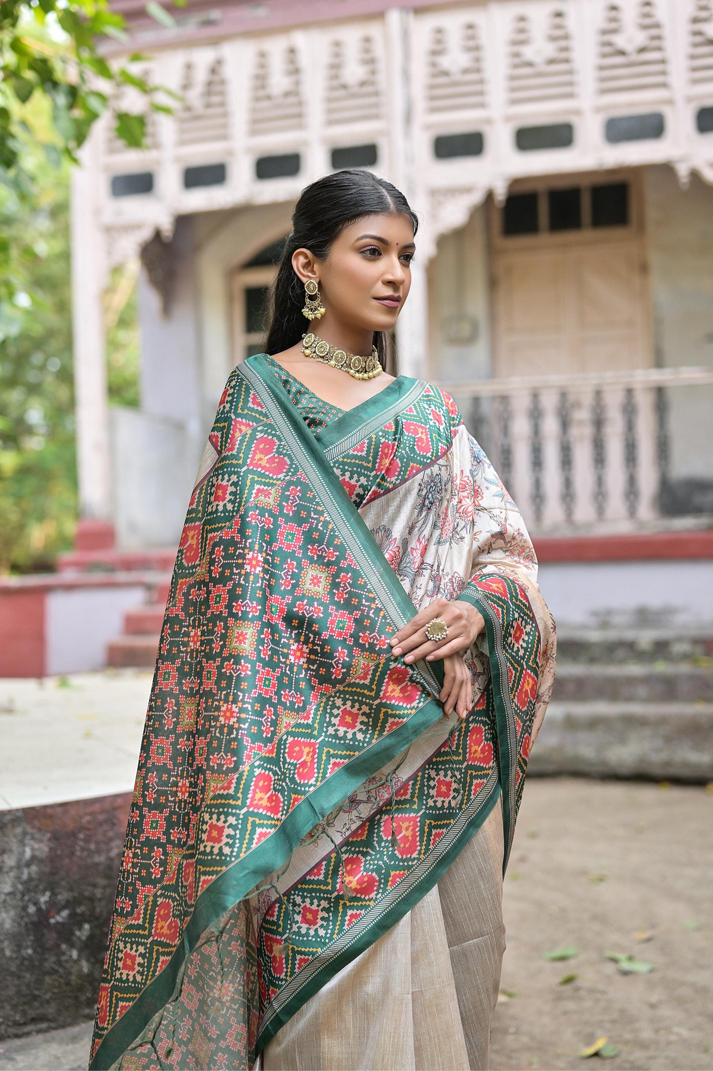 Kayatri New Soft Tussar Silk Patola Print Saree