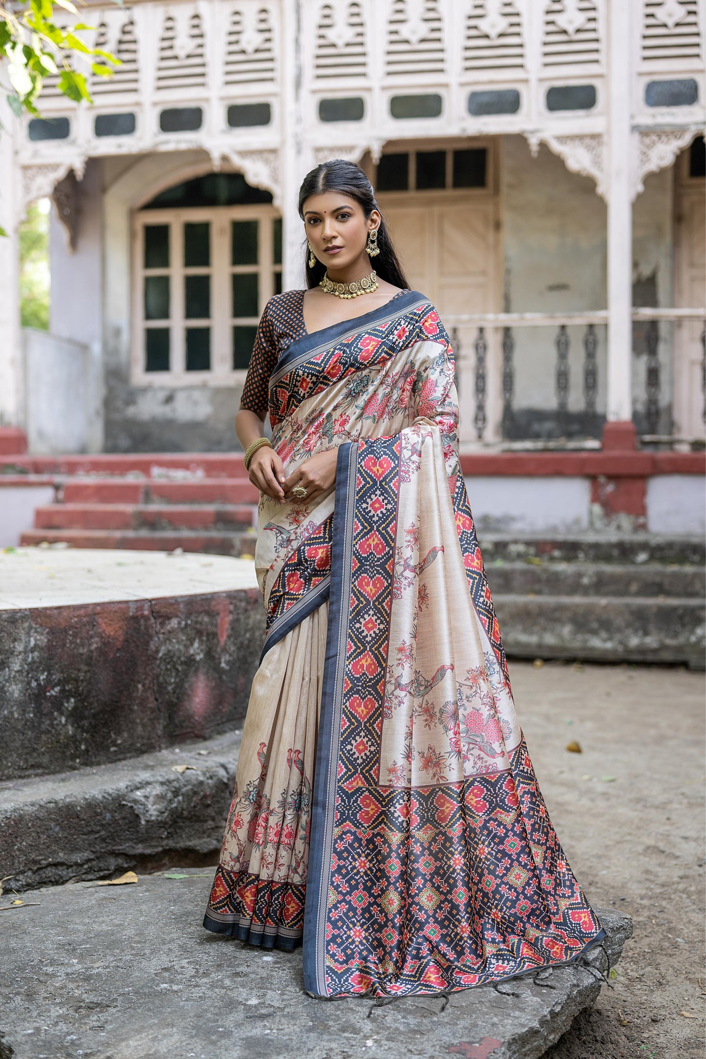 Kayatri New Soft Tussar Silk Patola Print Saree