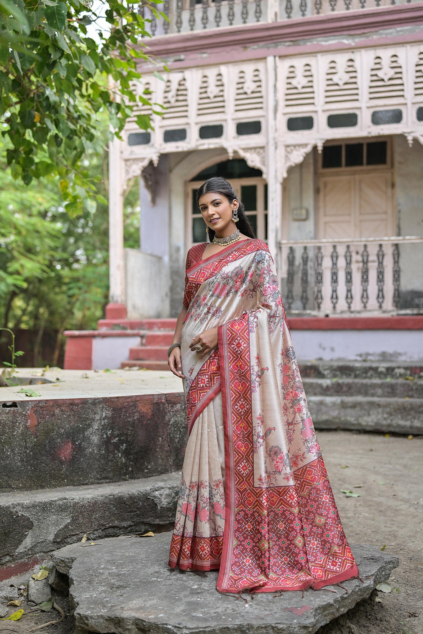 Kayatri New Soft Tussar Silk Patola Print Saree