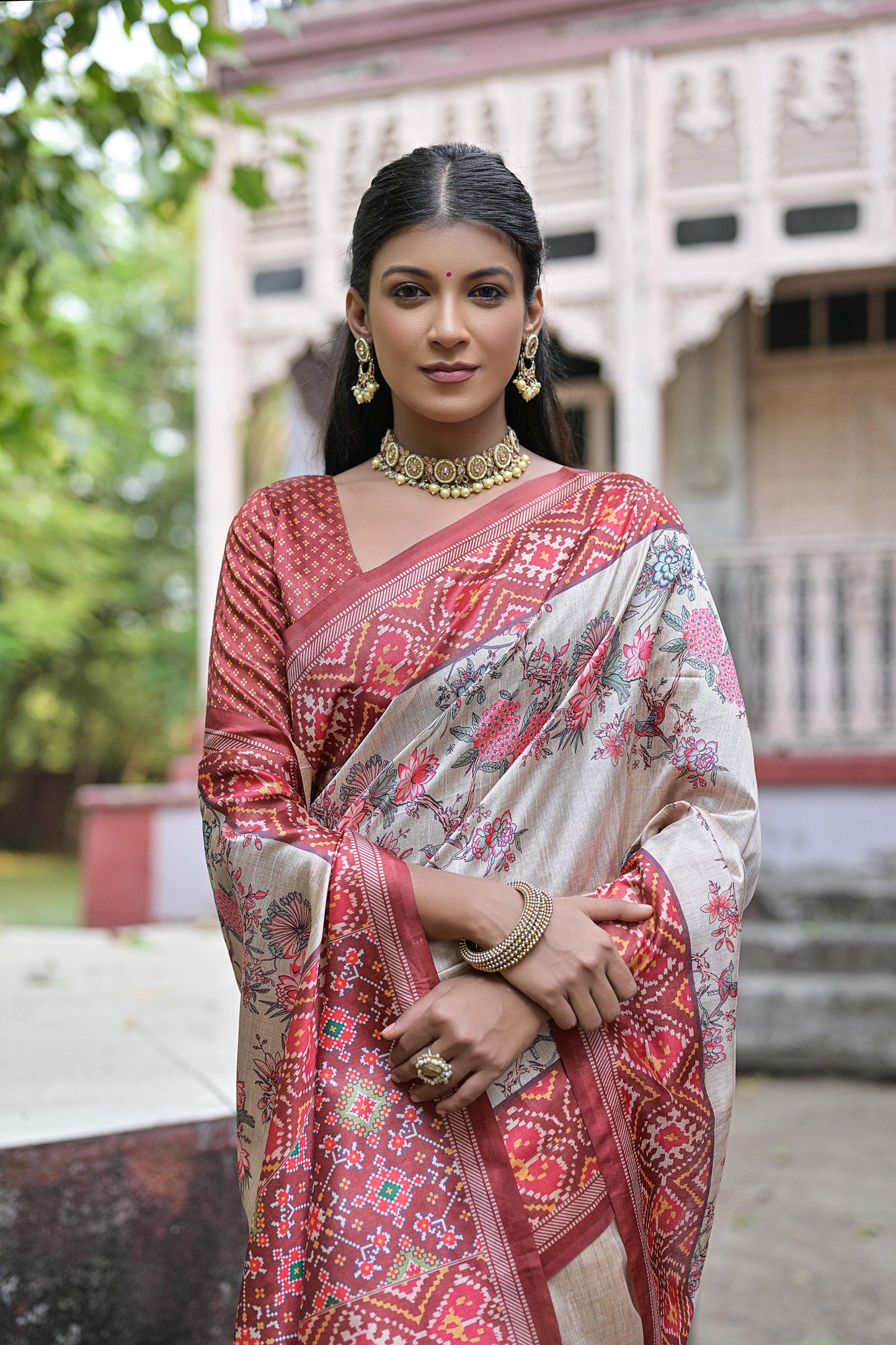Kayatri New Soft Tussar Silk Patola Print Saree