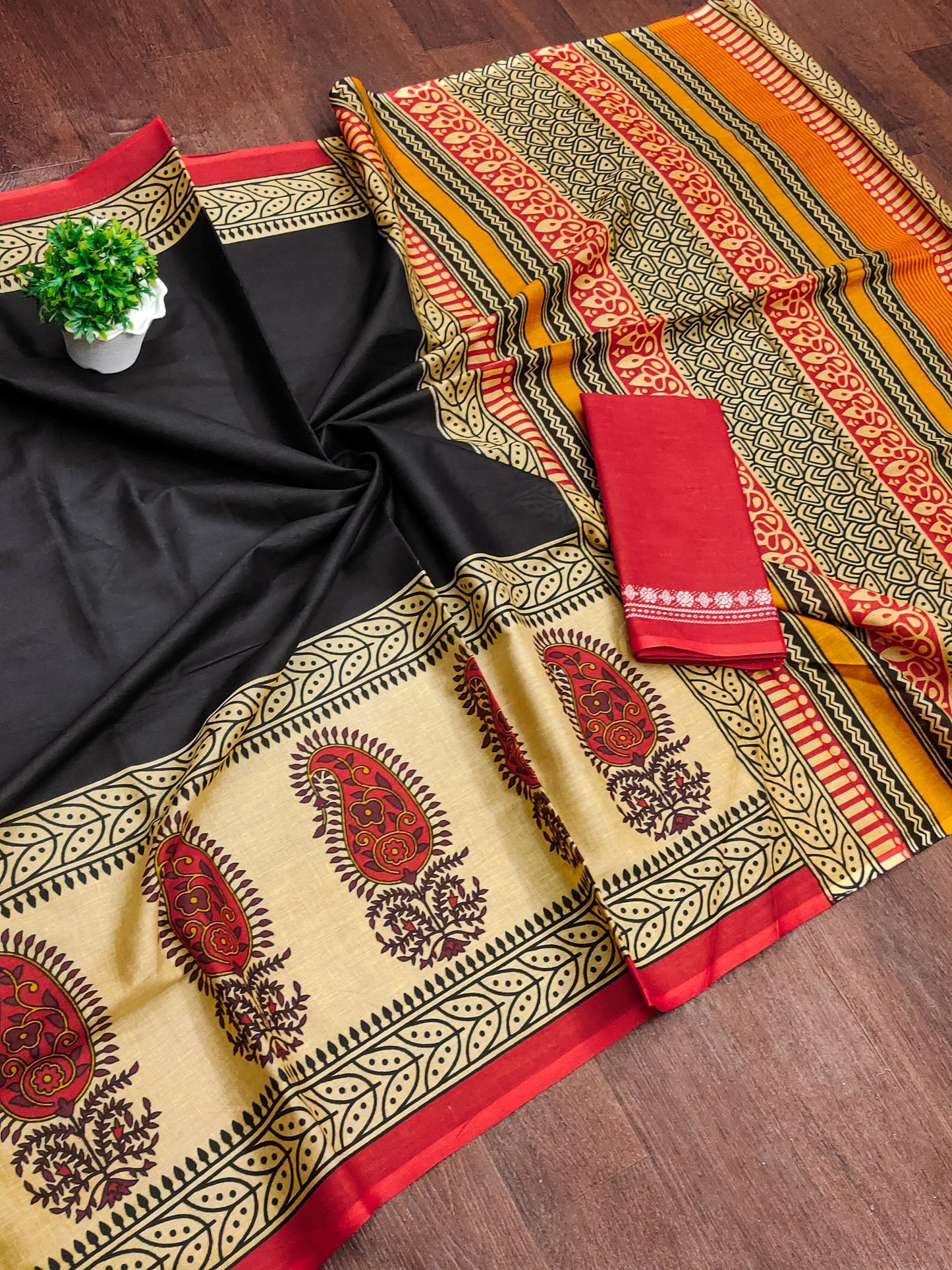 Kayatri New Soft Pure Cotton Ajrakh Block Print Saree