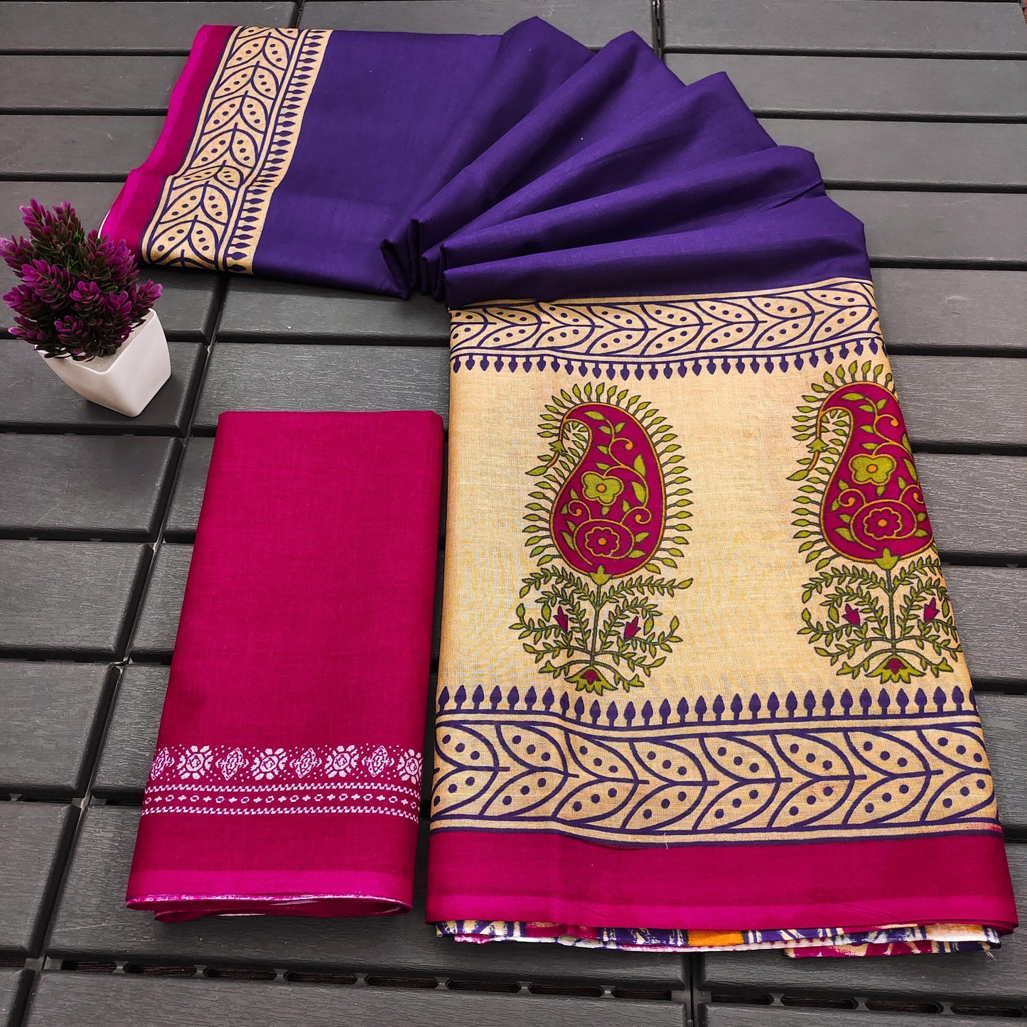 Kayatri New Soft Pure Cotton Ajrakh Block Print Saree