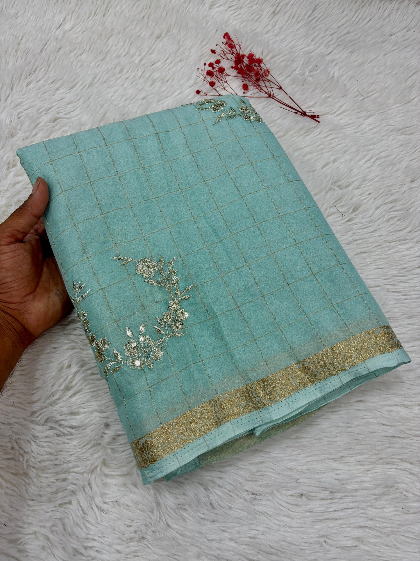 Kayatri New Pure Chinon Viscose Sequence Embroidary Work Saree