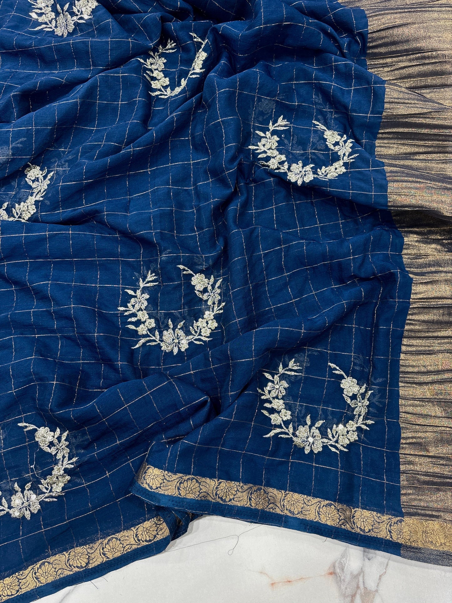 Kayatri New Pure Chinon Viscose Sequence Embroidary Work Saree