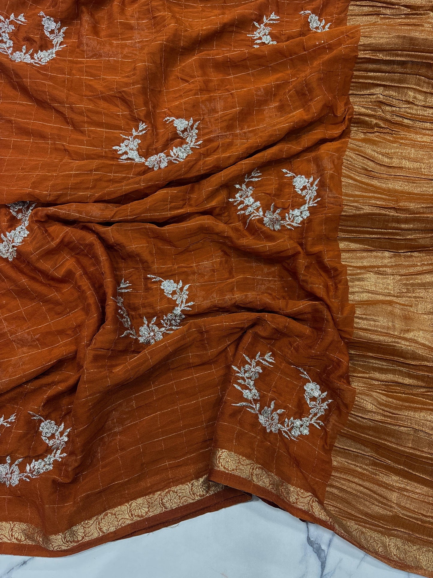 Kayatri New Pure Chinon Viscose Sequence Embroidary Work Saree