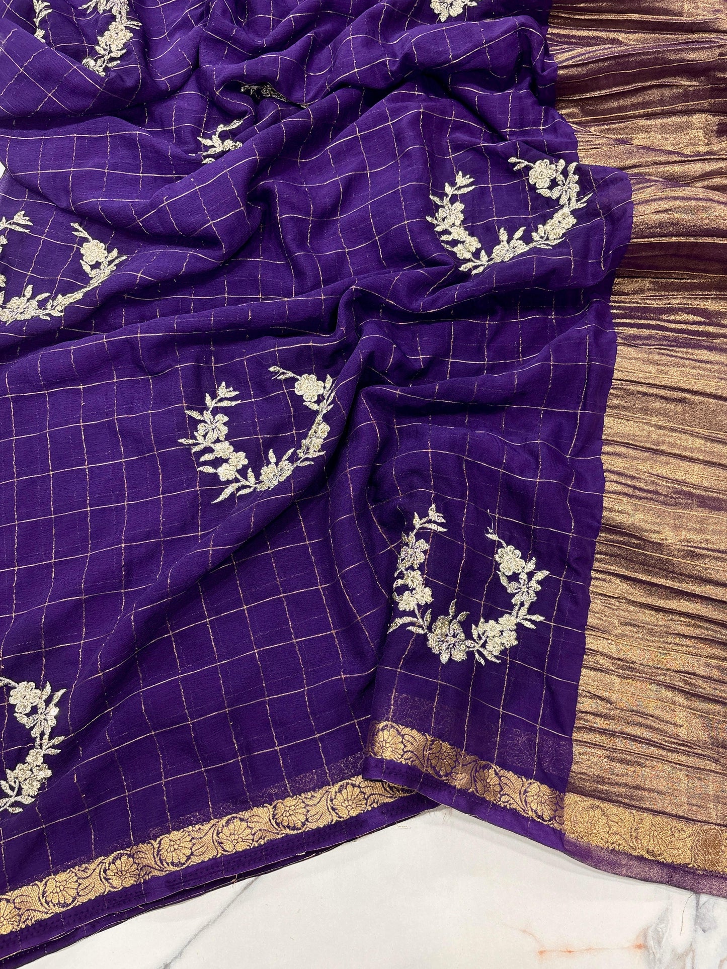 Kayatri New Pure Chinon Viscose Sequence Embroidary Work Saree